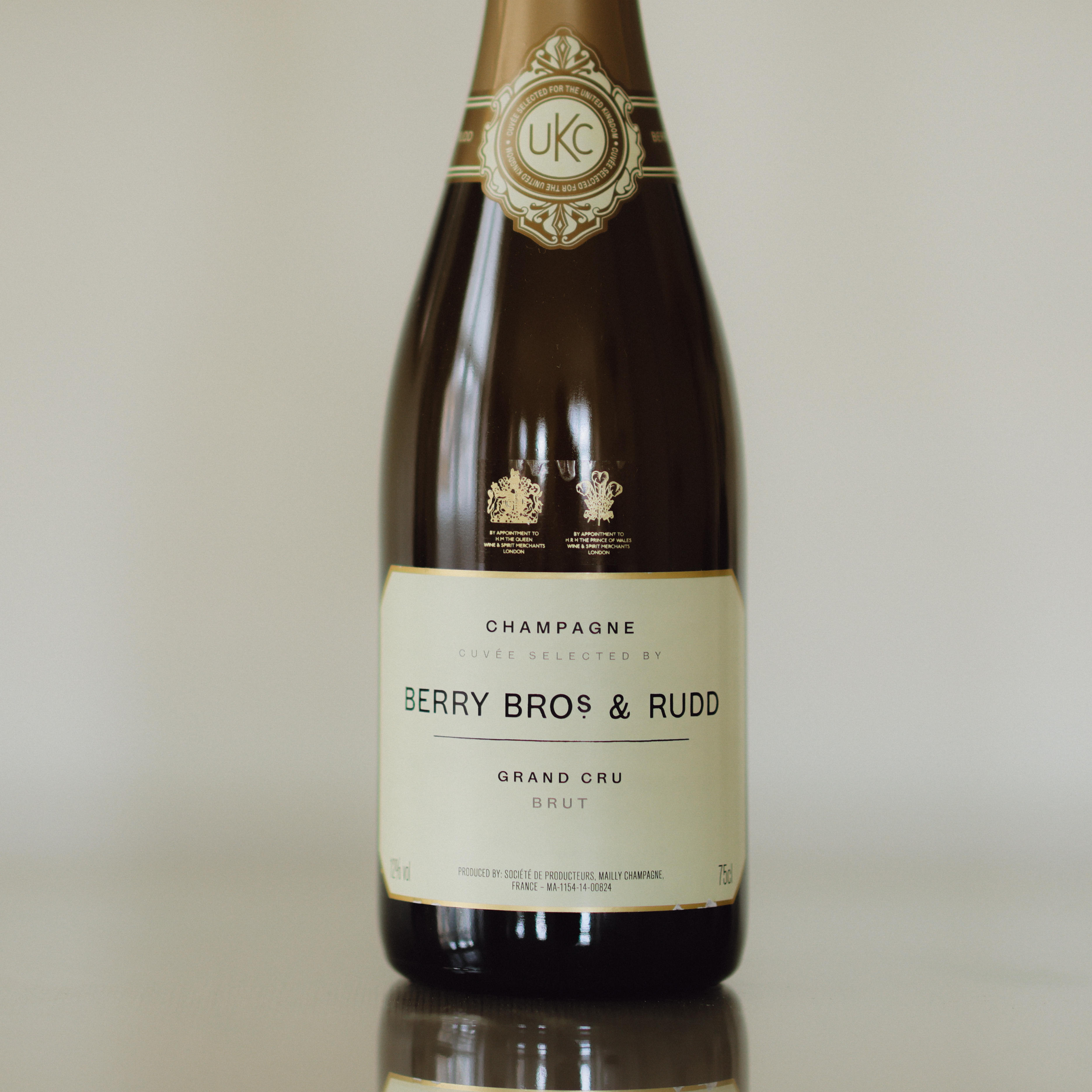 A close-up shot of our Berry's Own Selection Champagne. 