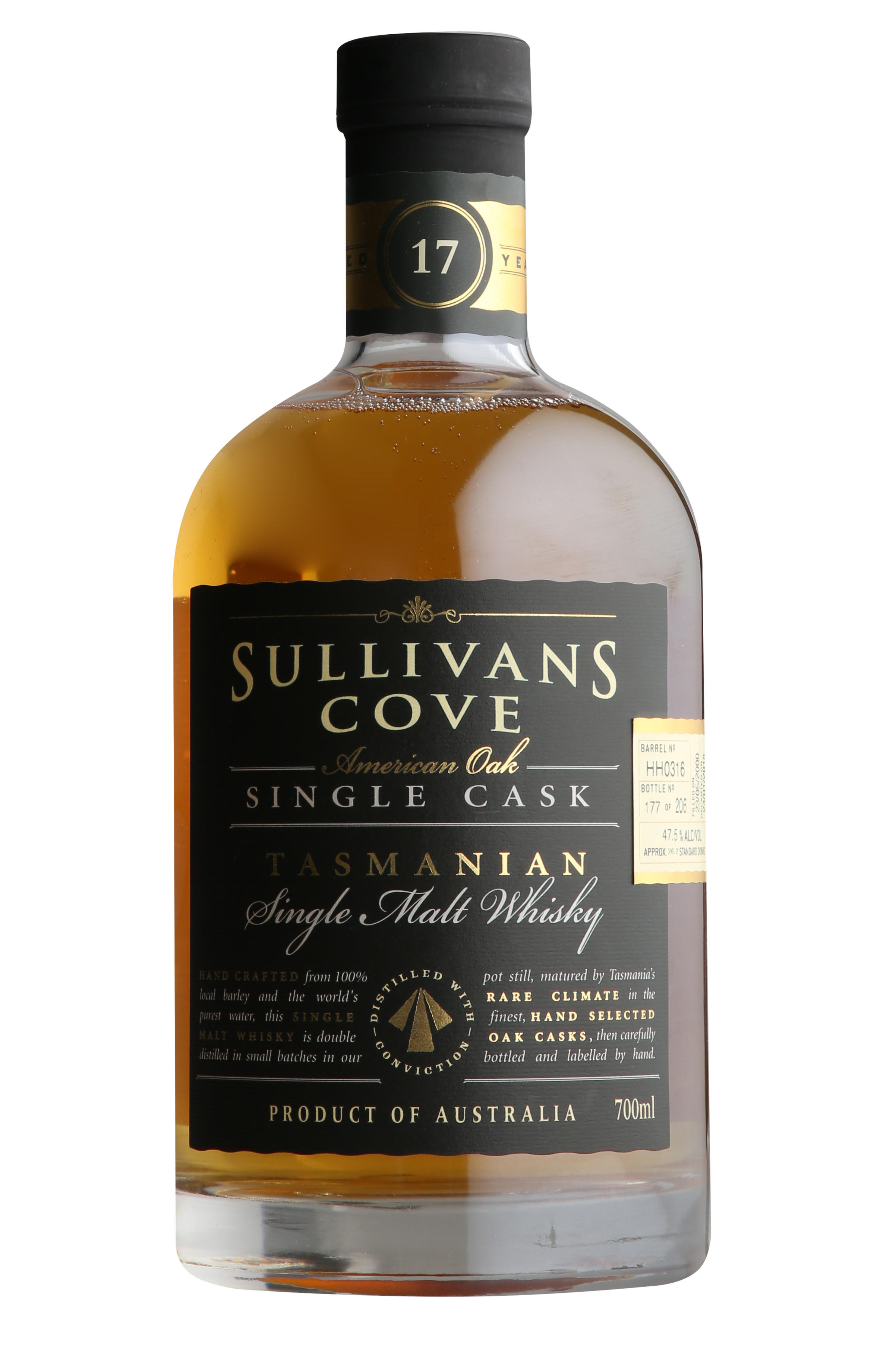Sullivans Cove American Oak HH0316, 17-Year-Old Single Malt Tasmanian Whisky, 47.5% bottle