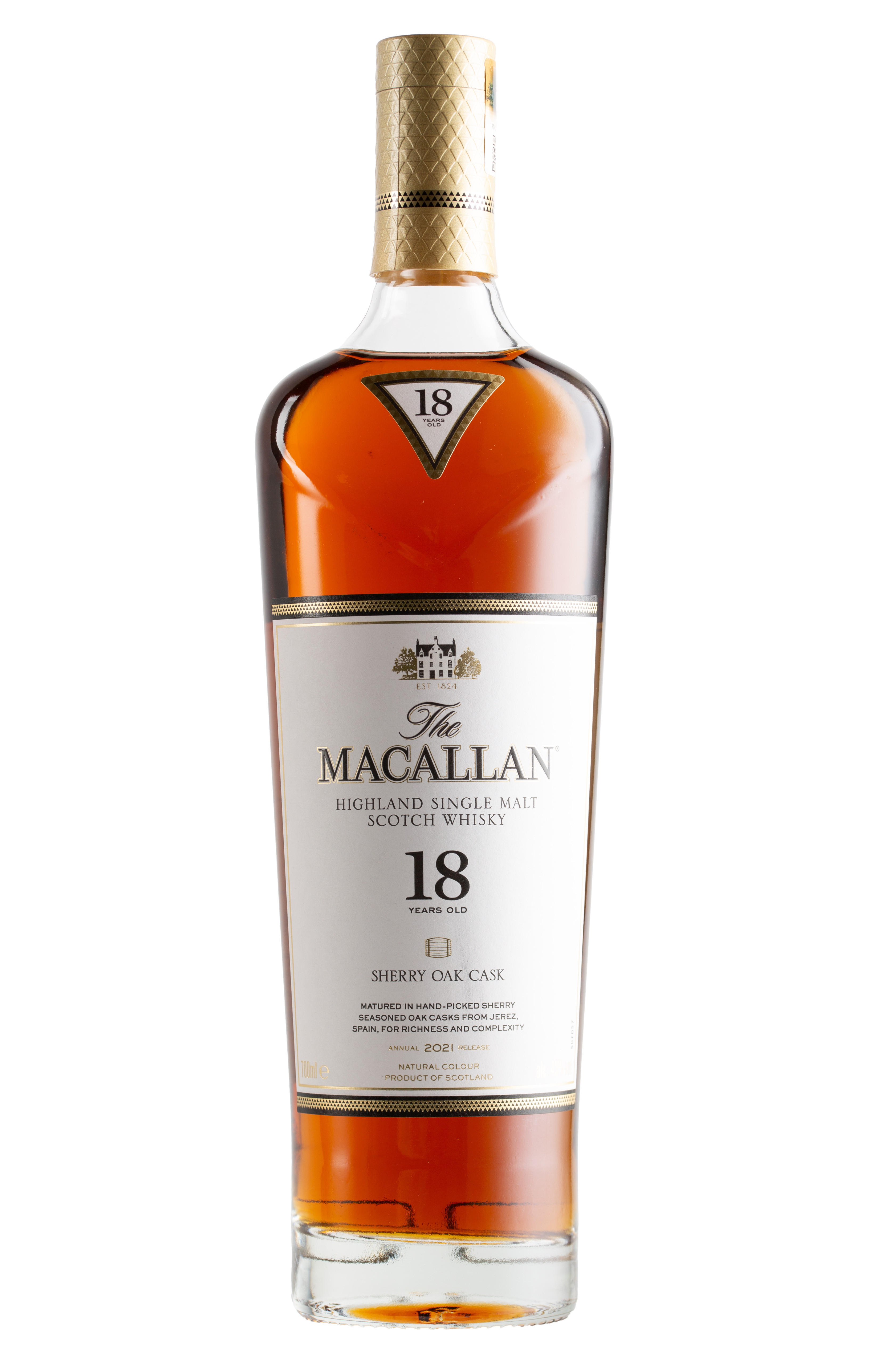 The Macallan, Sherry Oak Cask, 18-Year-Old, 2021 Release, Speyside, Sing bottle