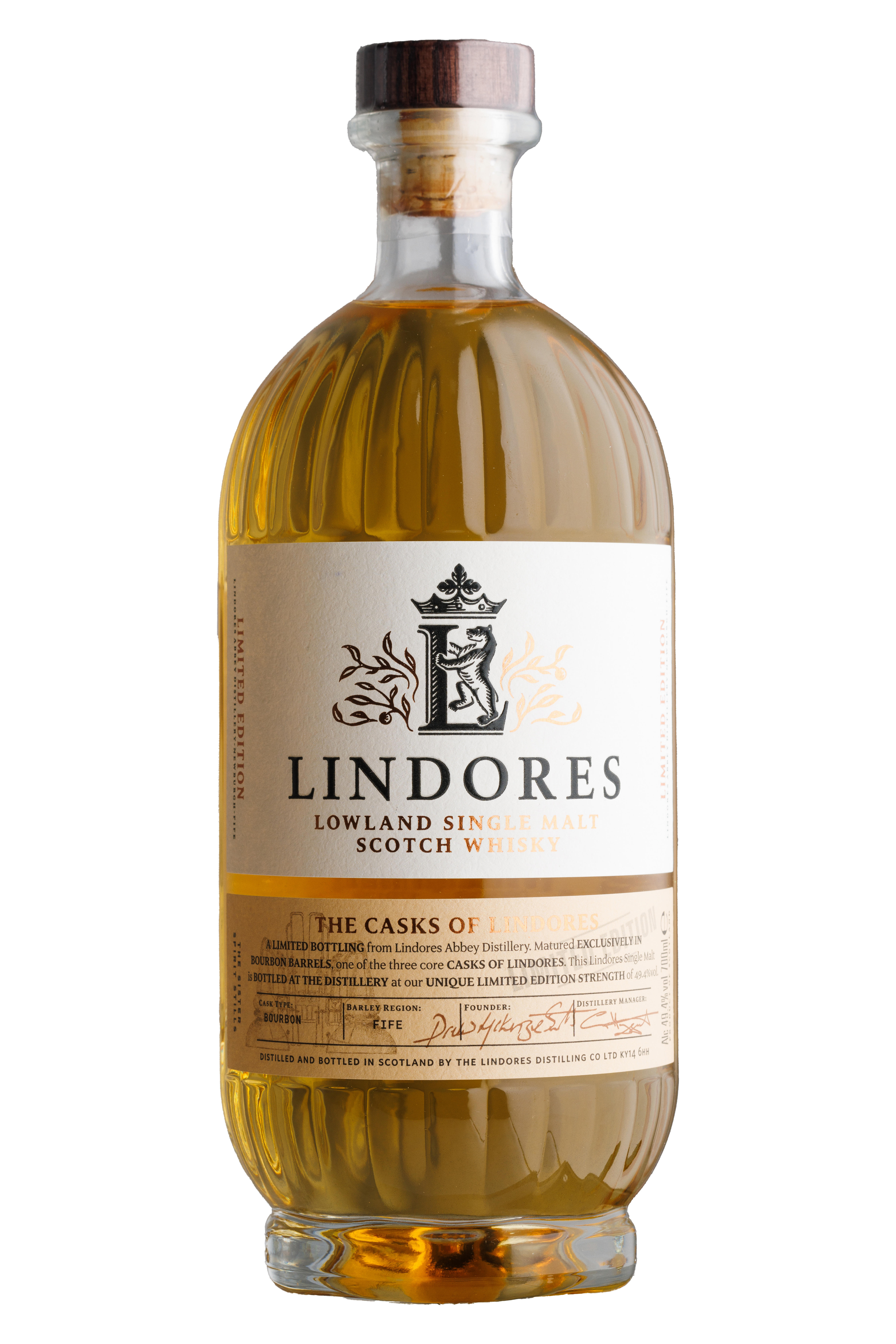 Lindores Abbey, The Casks of Lindores, Bourbon Cask, Lowland, Single Malt Scotch Whisky (49.4%) bottle