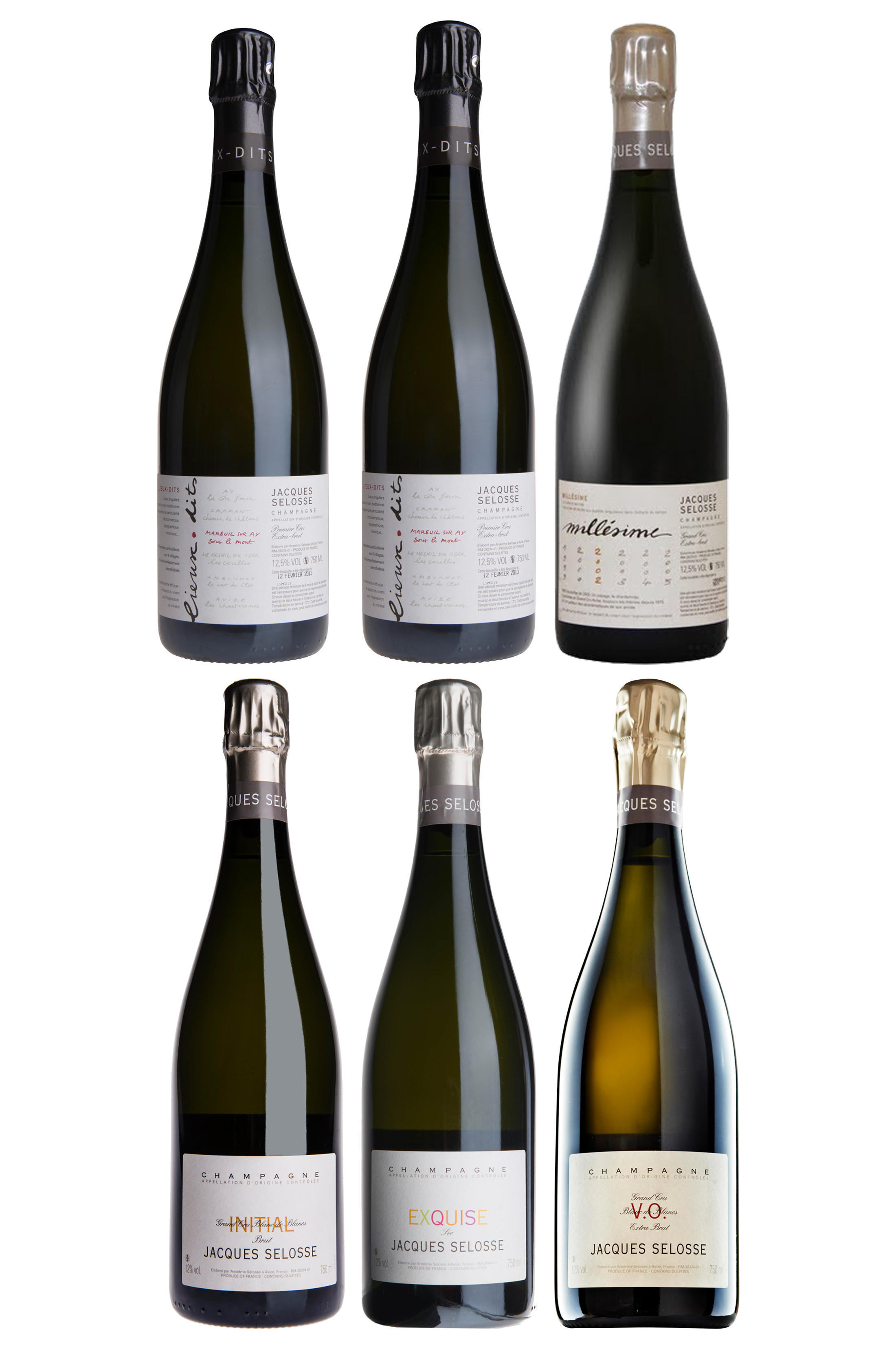 Champagne Selosse, Lieux-dits Collection 2016 (1xBdC, 1xSlM, 1xLCF, 1xLC, 1xLCA, 1xCdC), Six-Bottle Assortment Case