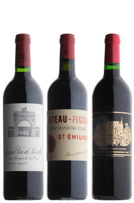 Mixed Bordeaux (2000 Las Cases, 2005 Palmer, 2010 Figeac), Three-bottle Assortment Case