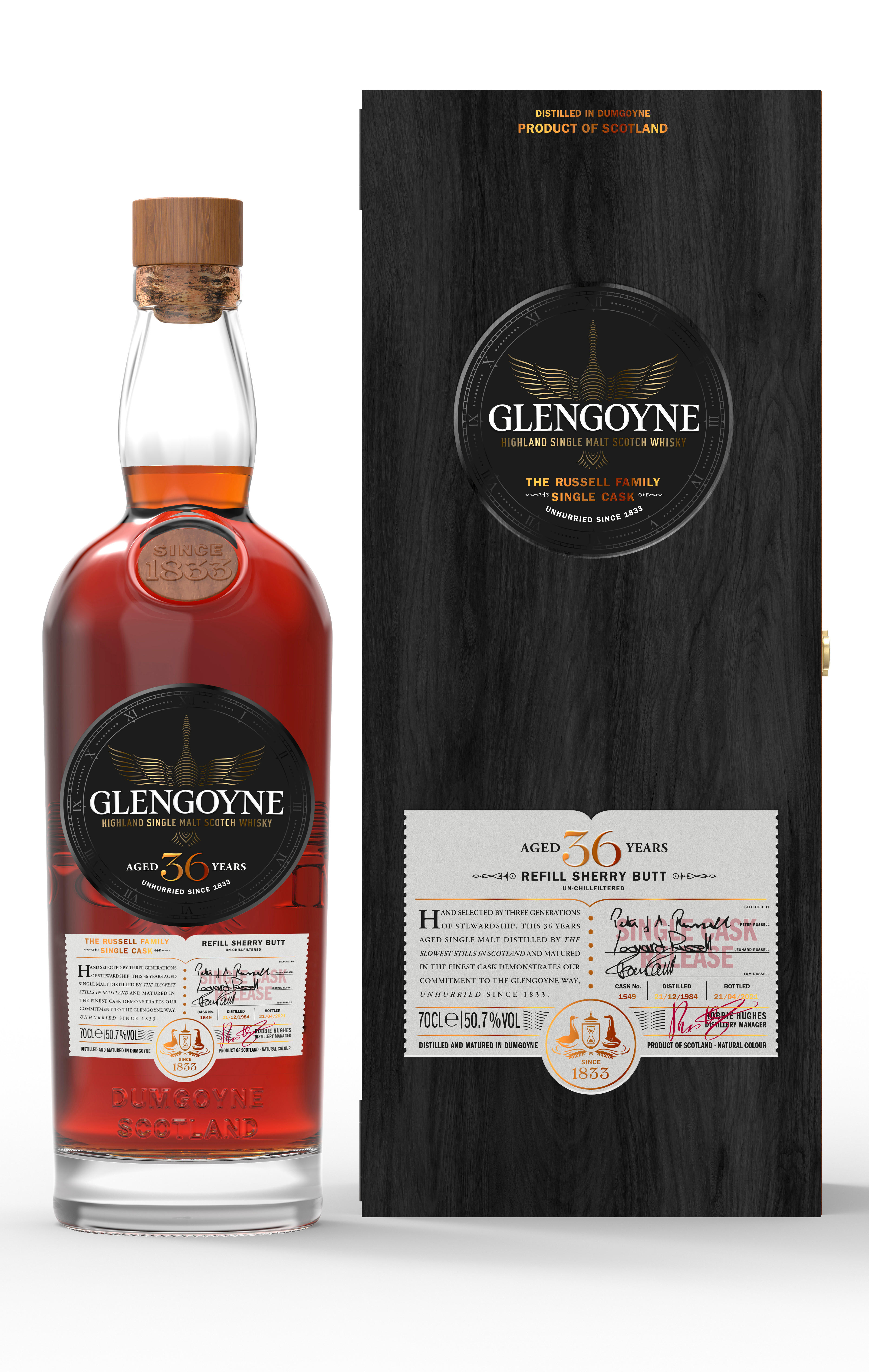 Glengoyne, The Russell Family Cask Ref. 1549, Refill Sherry Butt, 36- Year-Old, Bottled 2021, Highland, Single Malt Scotch Whisky (50.7%) bottle