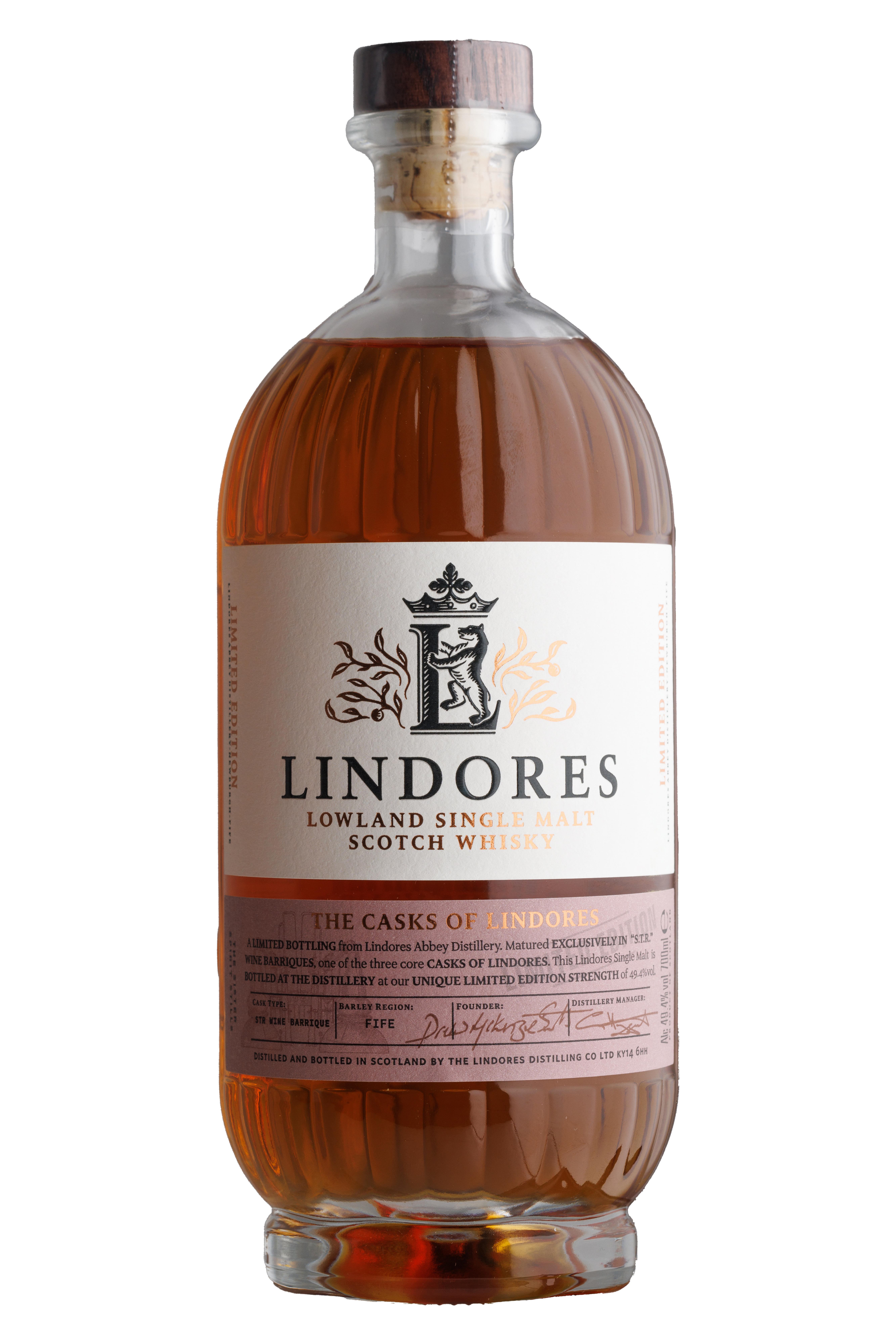 Lindores Abbey, The Casks of Lindores, STR Wine Barrique, Lowland, Single Malt Scotch Whisky (49.4%) bottle