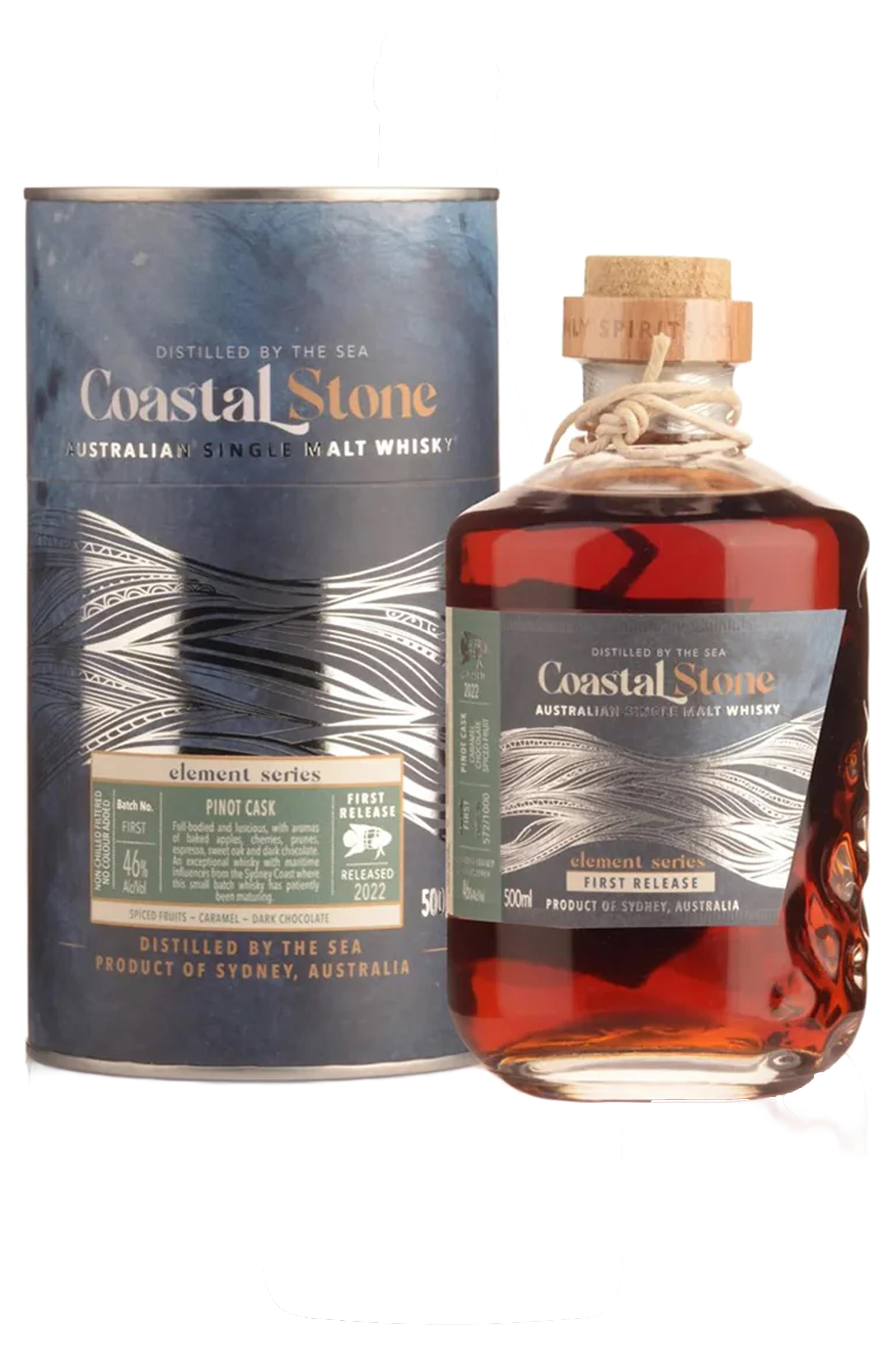 Coastal Stone, Element Series, First Release, Pinot Cask, Single Malt Whisky, Australia (46%) bottle