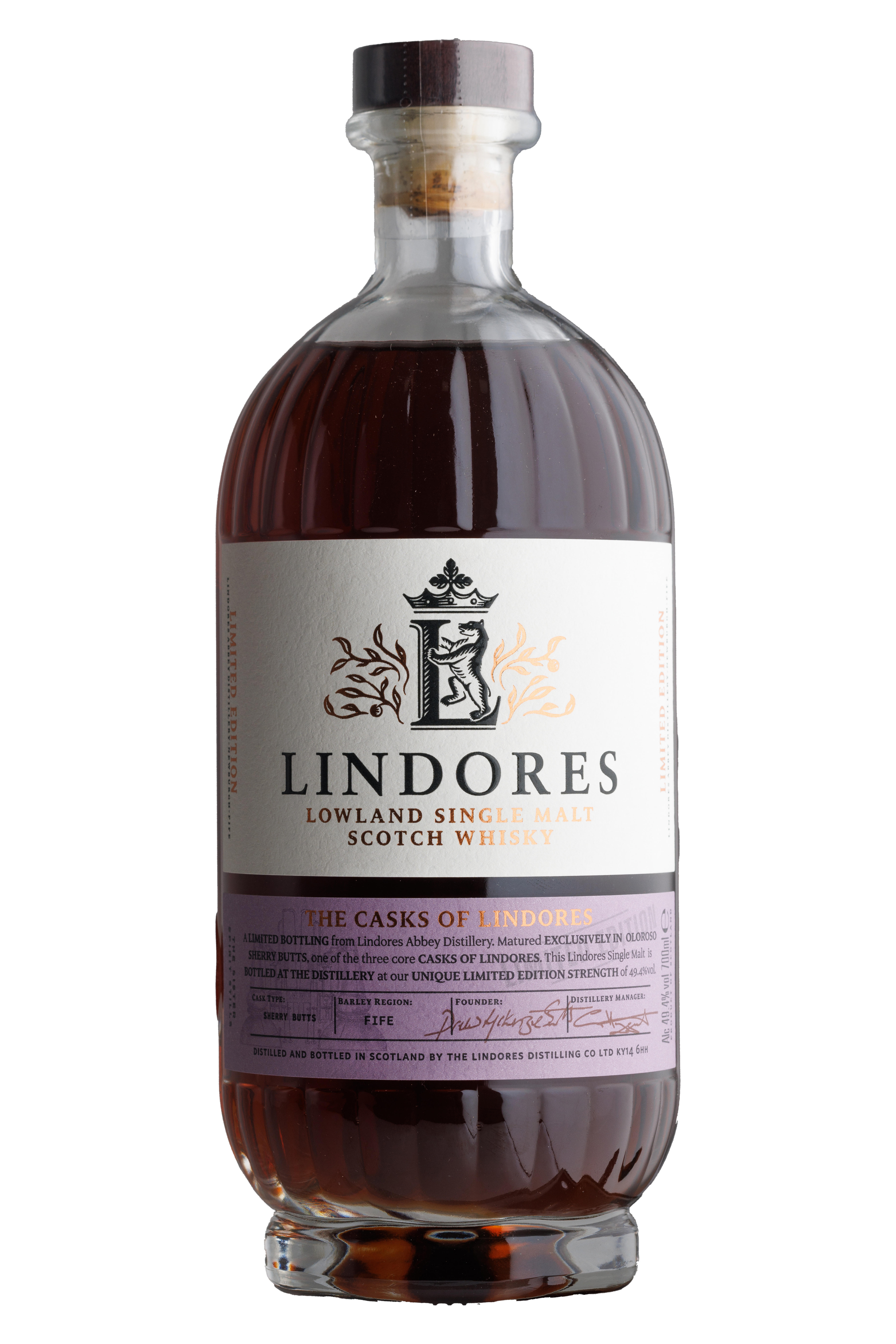 Lindores Abbey, The Casks of Lindores, Sherry Butts, Lowland, Single Malt Scotch Whisky (49.4%) bottle