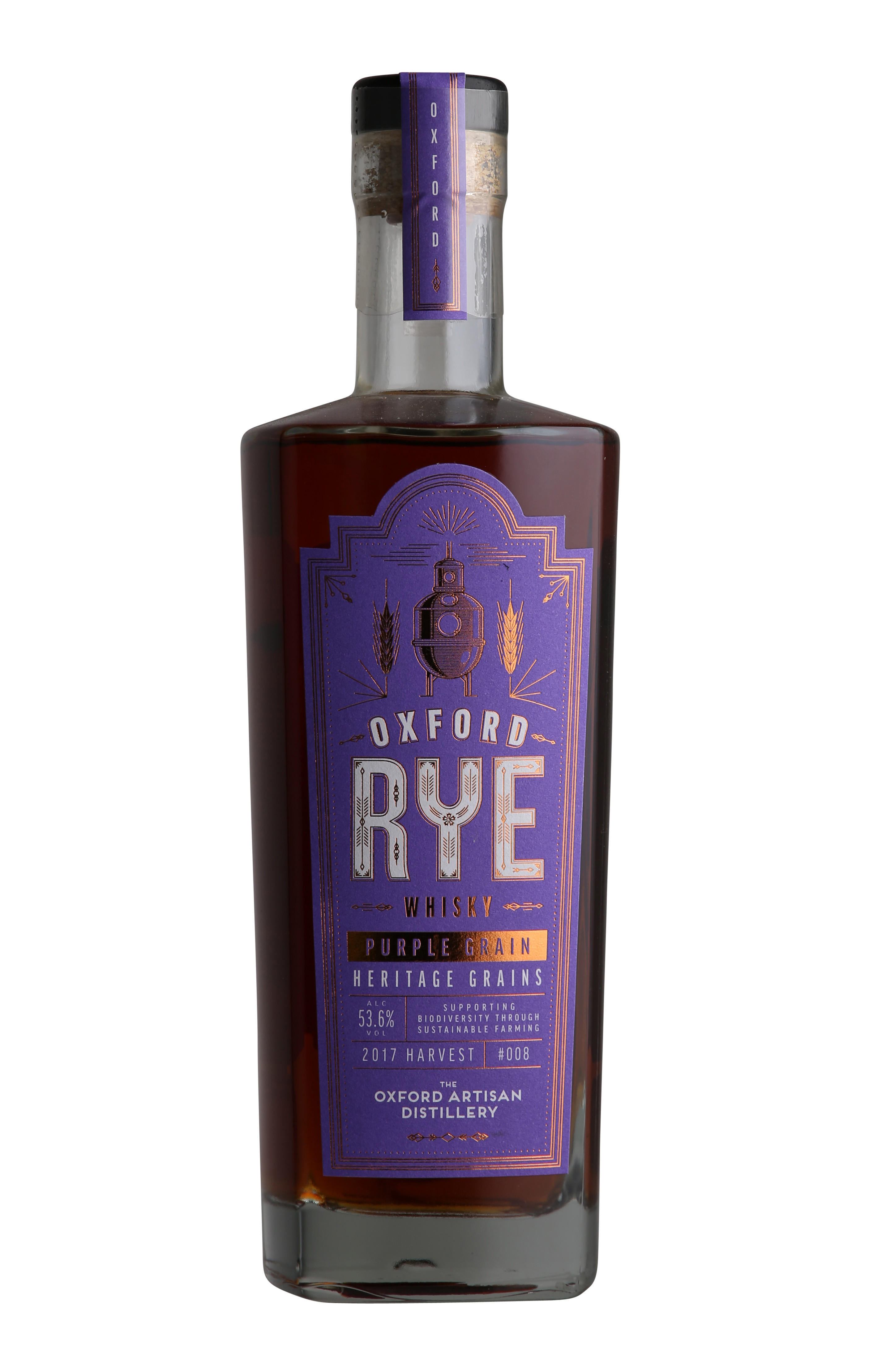 The Oxford Artisan Distillery, Purple Grain, Rye Whisky, England (53.6%) bottle