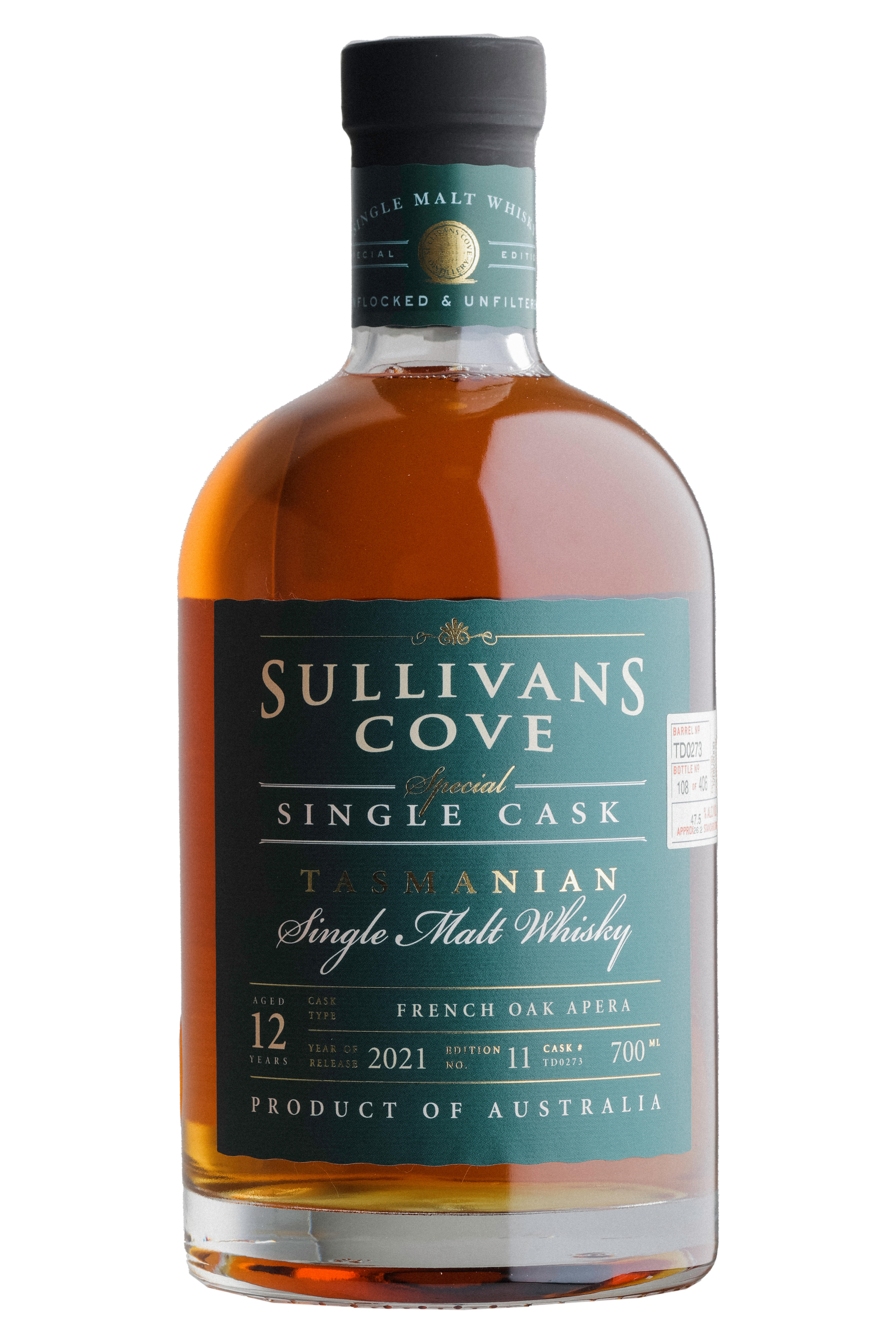 Sullivans Cove, French Oak, Special Ex Apera Cask TD273, Single Malt Whisky, Australia (47.5%) bottle
