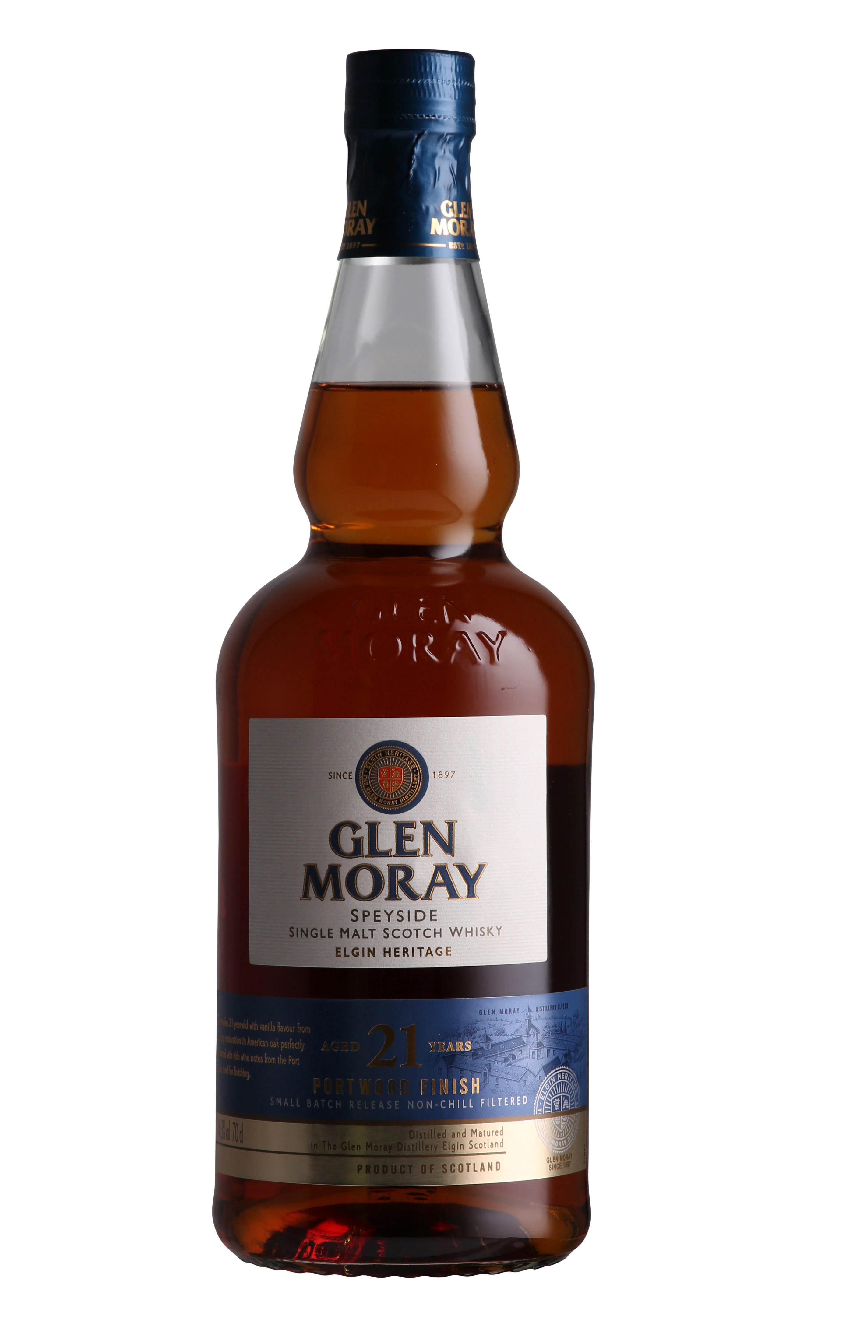 Glen Moray, 21-Year-Old, Portwood Finish, Speyside, Single Malt Scotch Whisky (46.3%) bottle