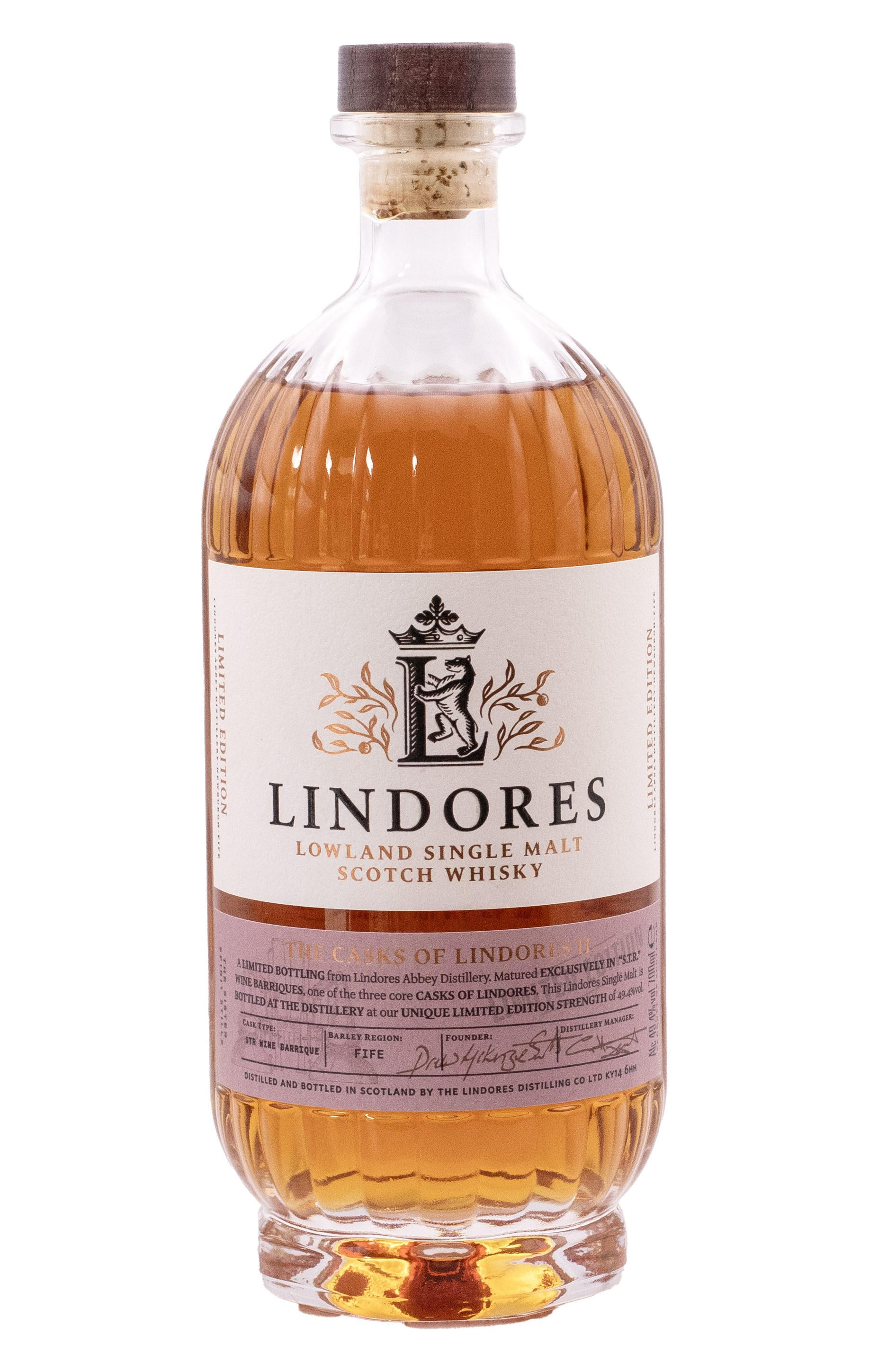Lindores Abbey, The Casks of Lindores II, STR Wine Barrique, Lowland, Single Malt Scotch Whisky (49.4%) bottle