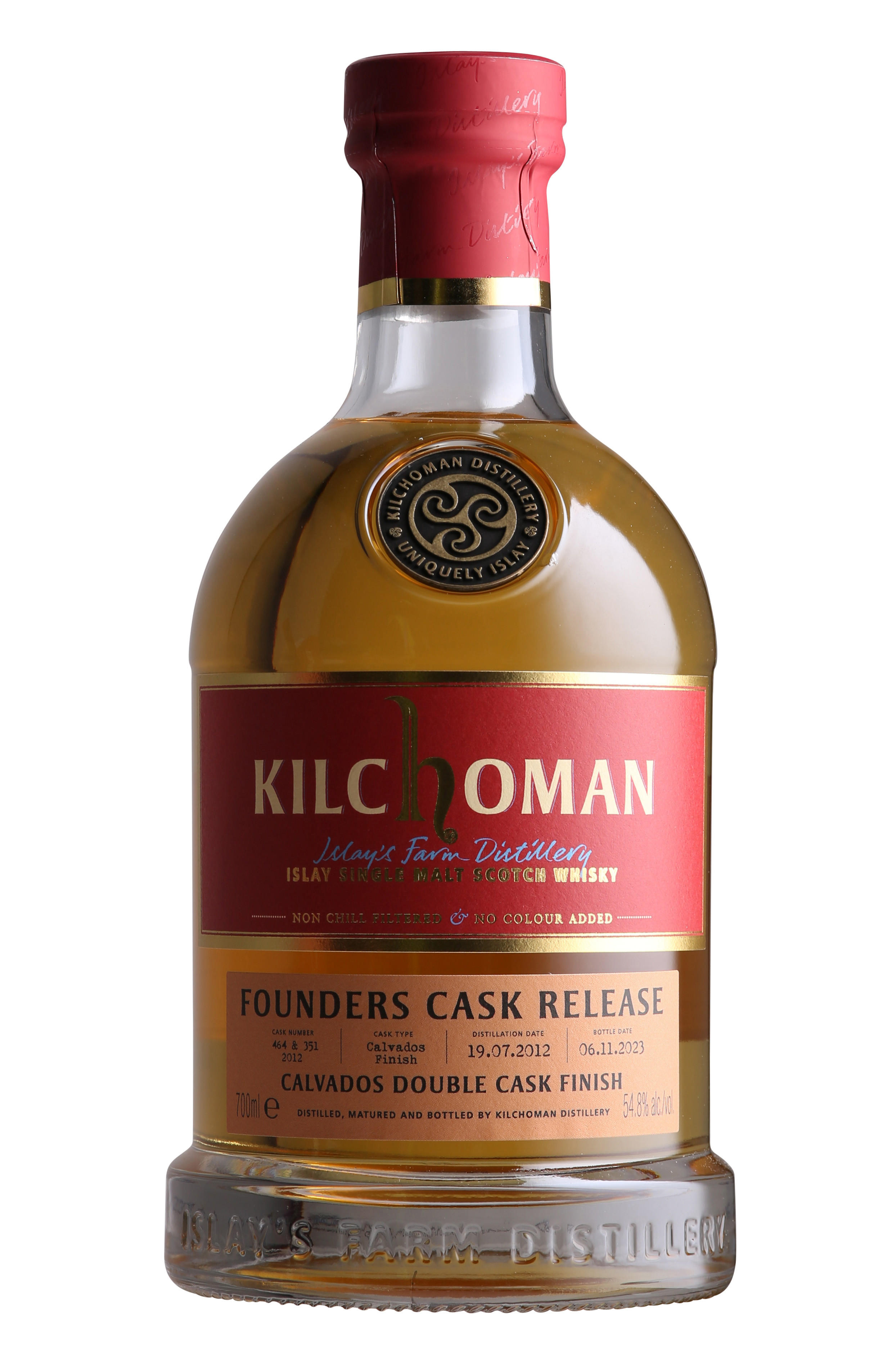 Kilchoman, Founder's Cask, Calvados Double Cask Finish, Islay, Single Malt Scotch Whisky (54.8%)