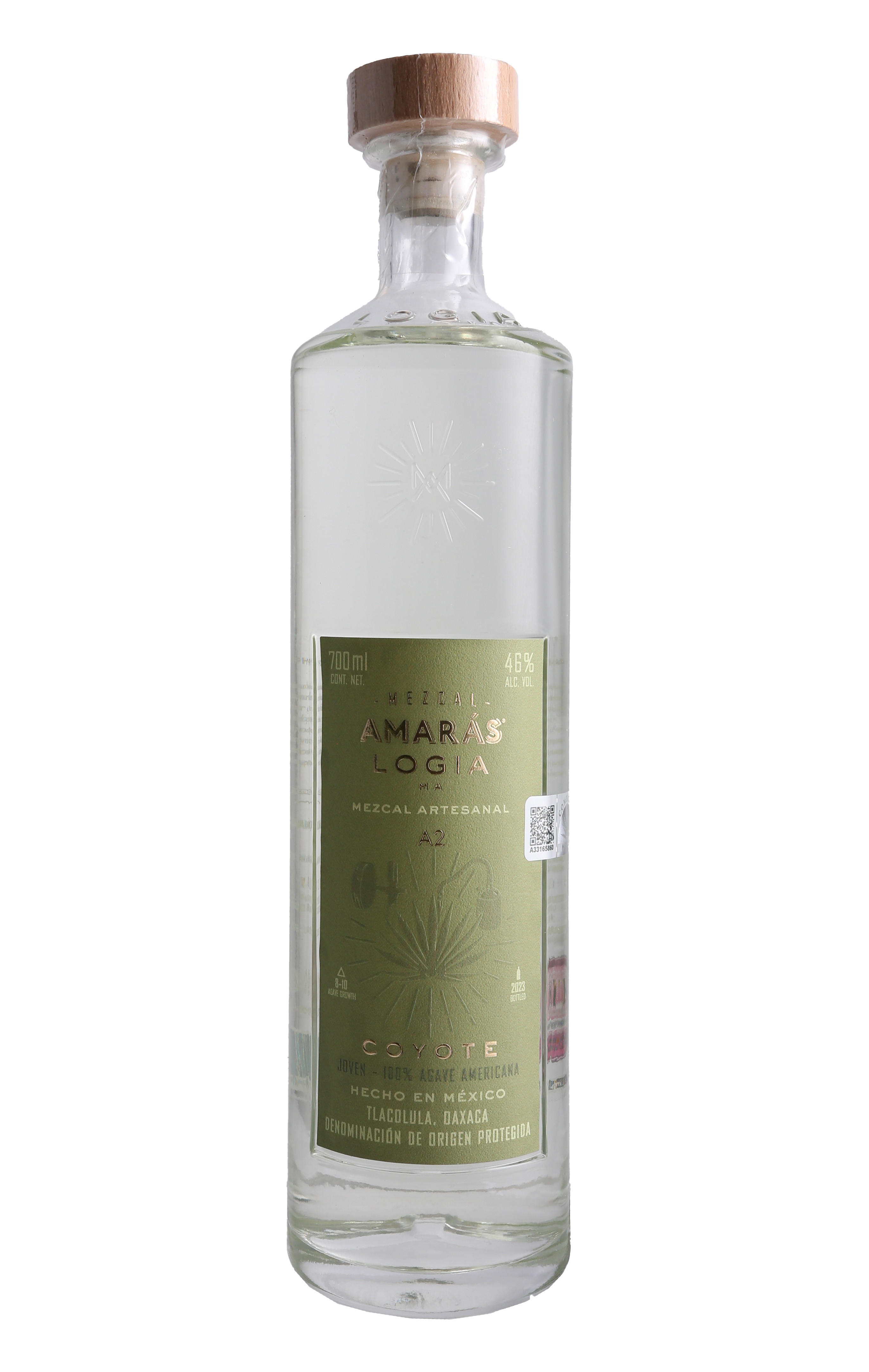 Amarás Logia, Coyote, Mezcal Artesanal, Oaxaca, Mexico (46%) bottle
