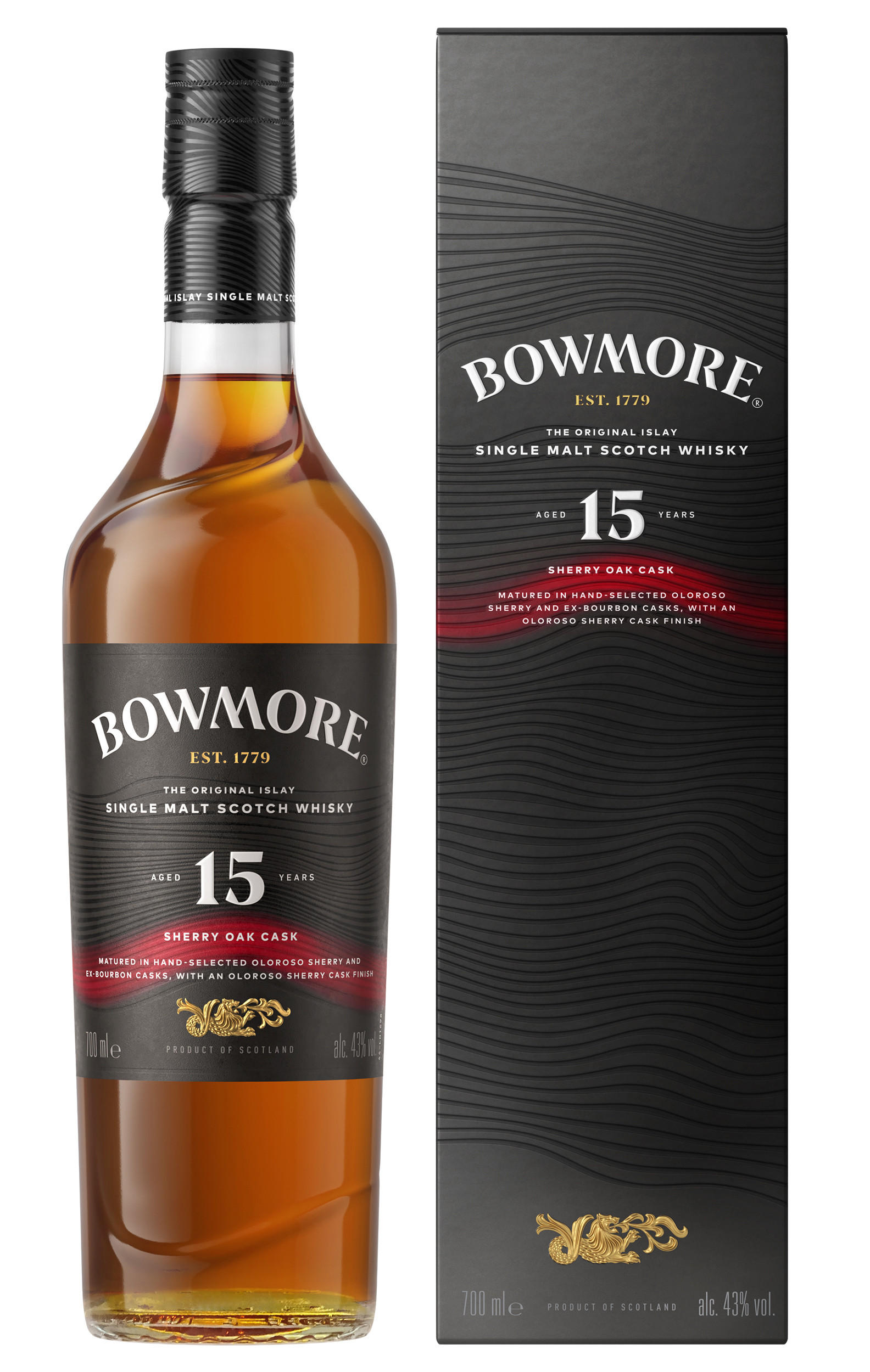 Bowmore, 15-Year-Old, Sherry Oak Cask, Islay, Single Malt Scotch Whisky (43%) bottle