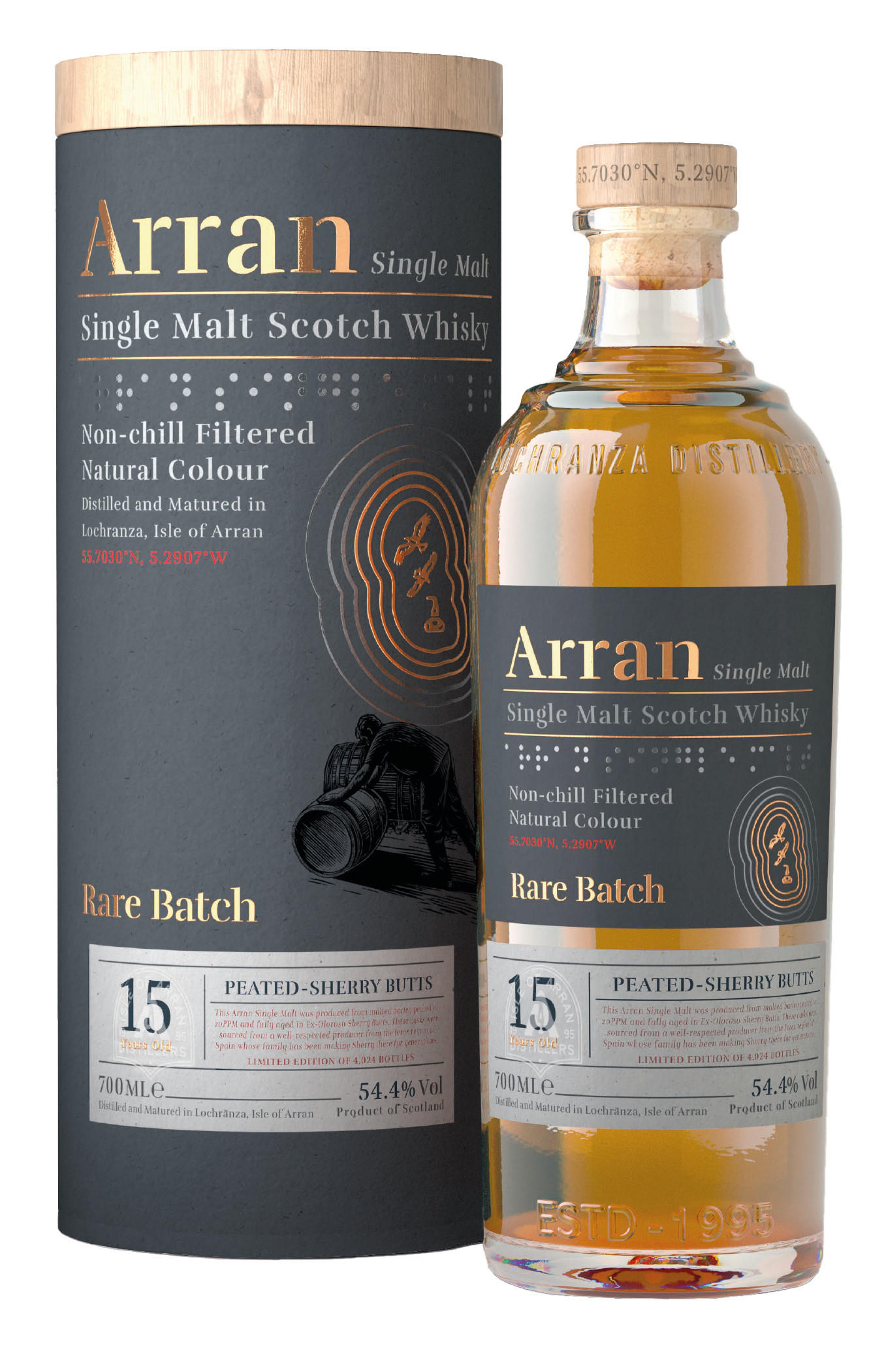 Arran, 15-Year-Old, Peated Sherry Butts, Island, Single Malt Scotch Whisky (54.4%)