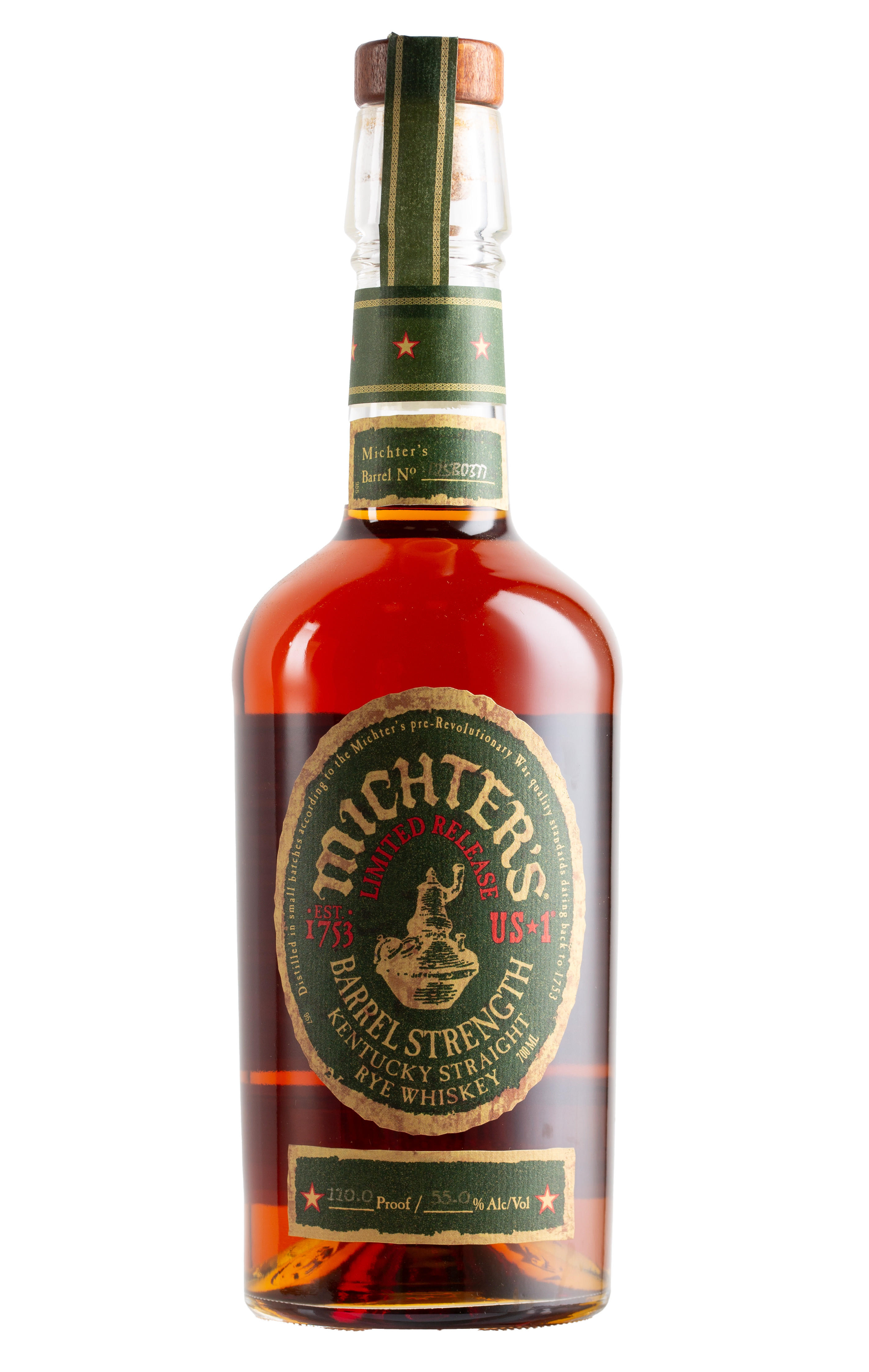 Michter's, Barrel Strength, 2025 Release, Barrel No. 25B0377, Kentucky Straight Rye Whiskey, USA (55.3%) bottle