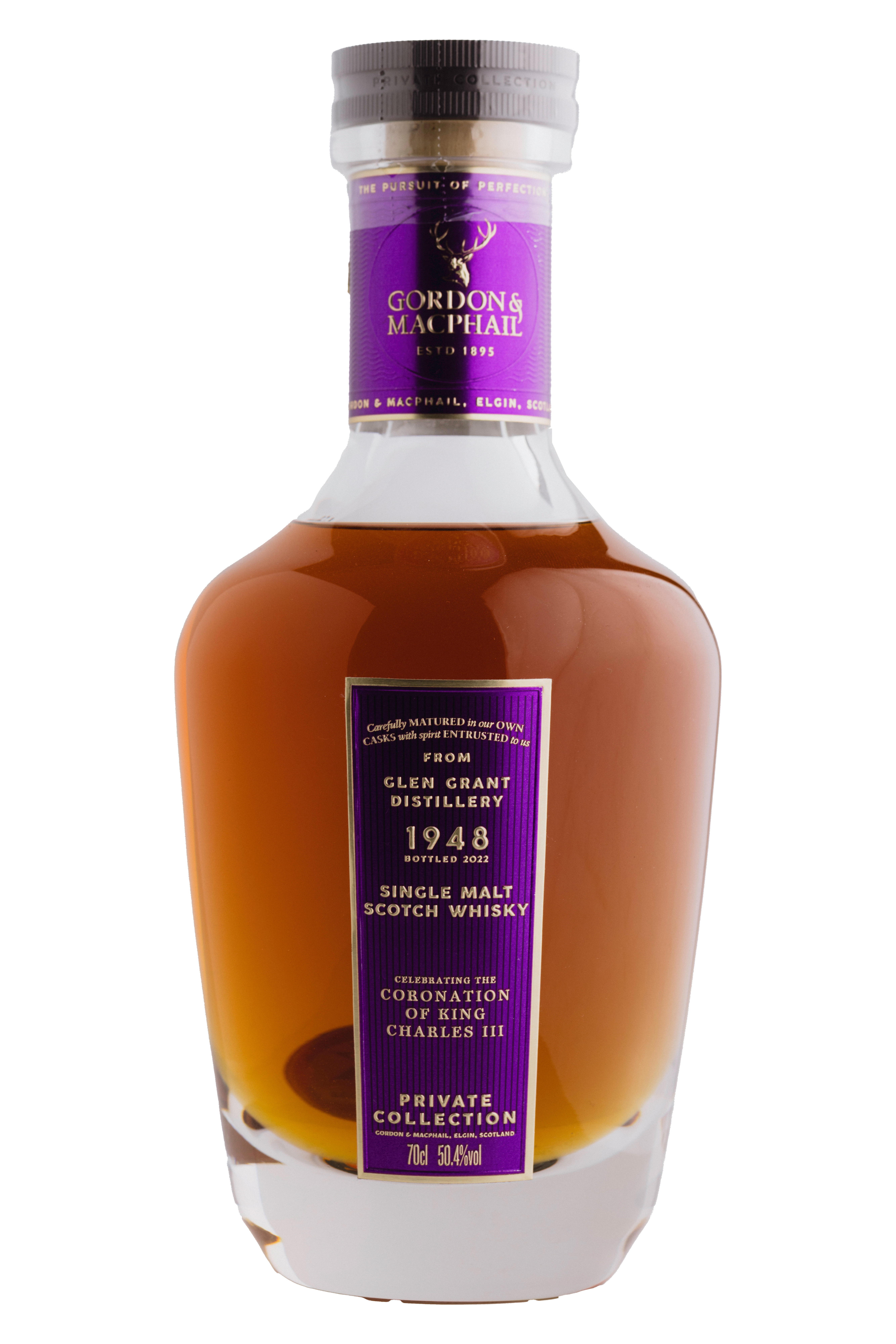 1948 Glen Grant, Private Collection, Coronation of King Charles III, Speyside Malt Scotch Whisky (50.4%) bottle