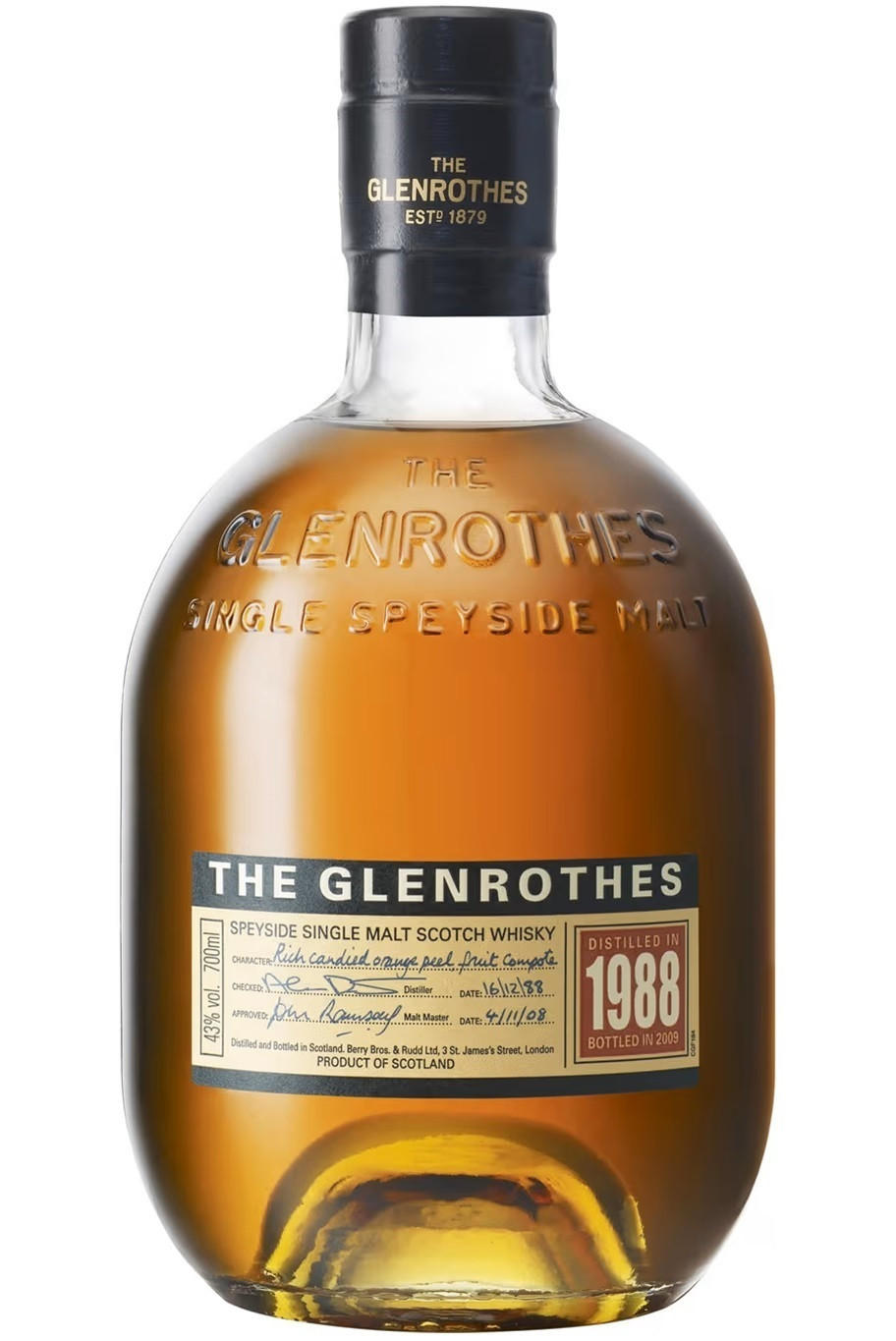 1988 The Glenrothes, Speyside, Single Malt Scotch Whisky (43%) bottle