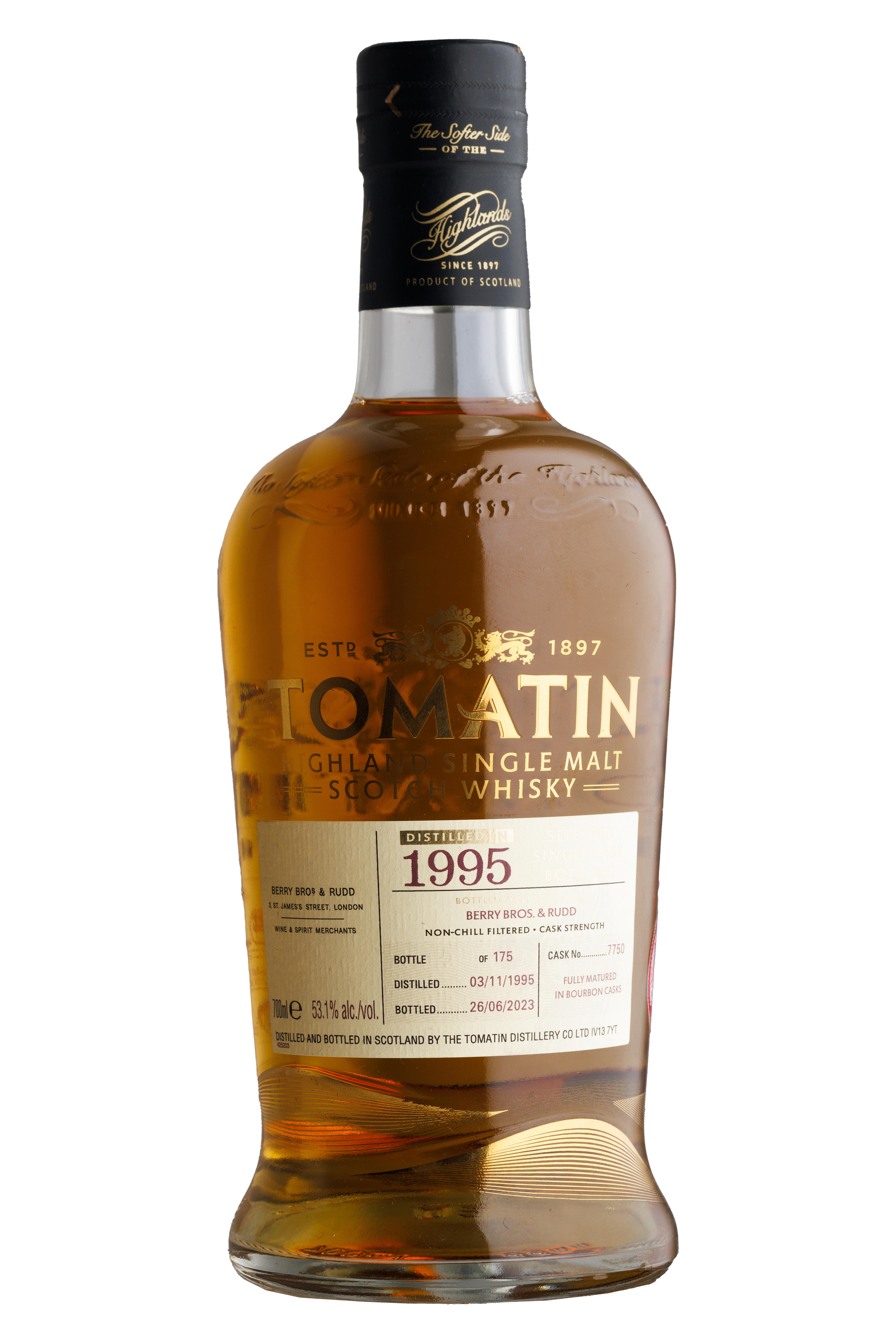 1995 Tomatin, Berry Bros. & Rudd Exclusive, Cask Ref. 7750, Highland, Single Malt Scotch Whisky (53.1%) bottle