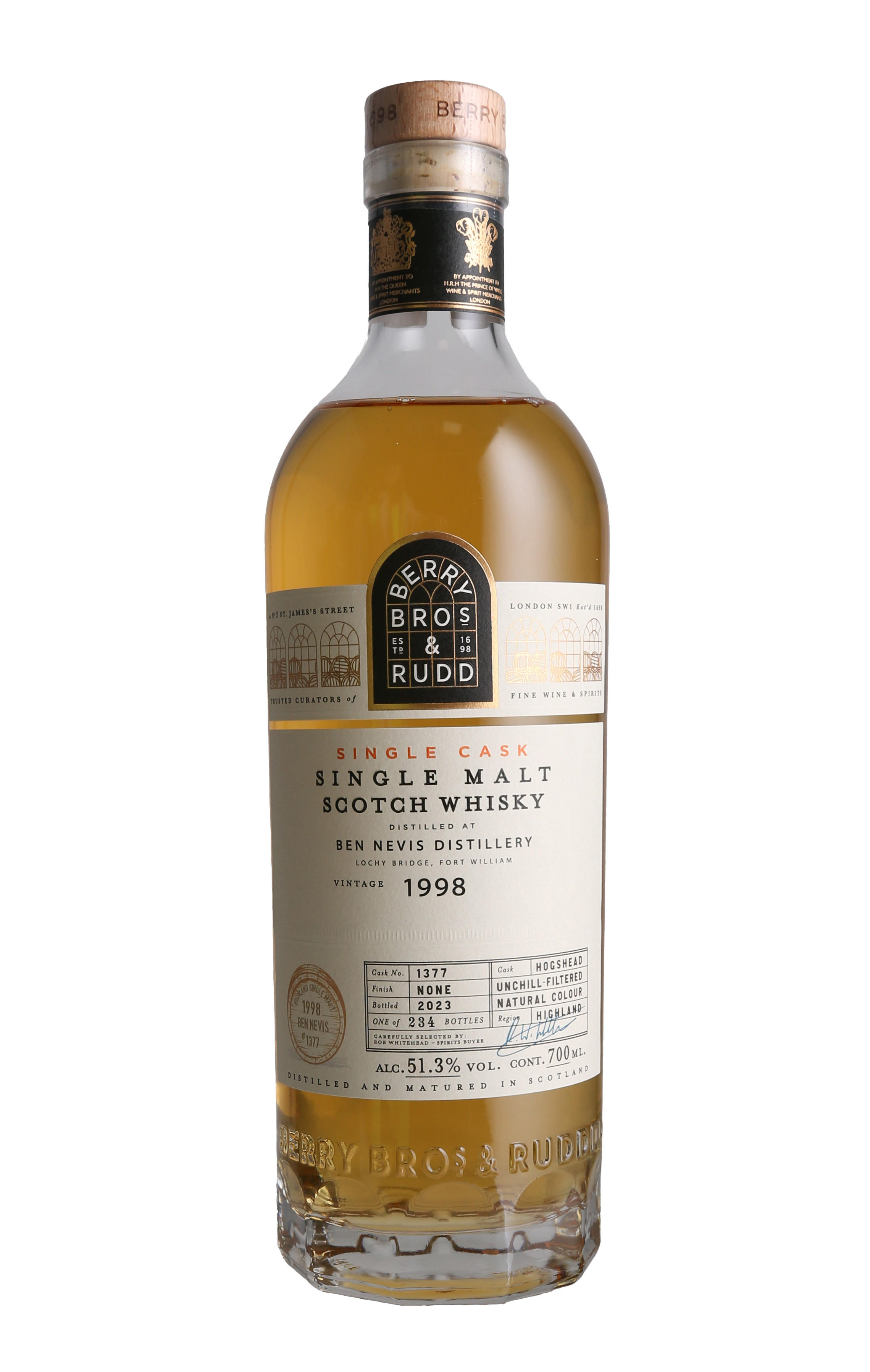 1998 Berry Bros. & Rudd Ben Nevis, Cask Ref. 1377, Highland, Single Malt Scotch Whisky (51.3%) bottle