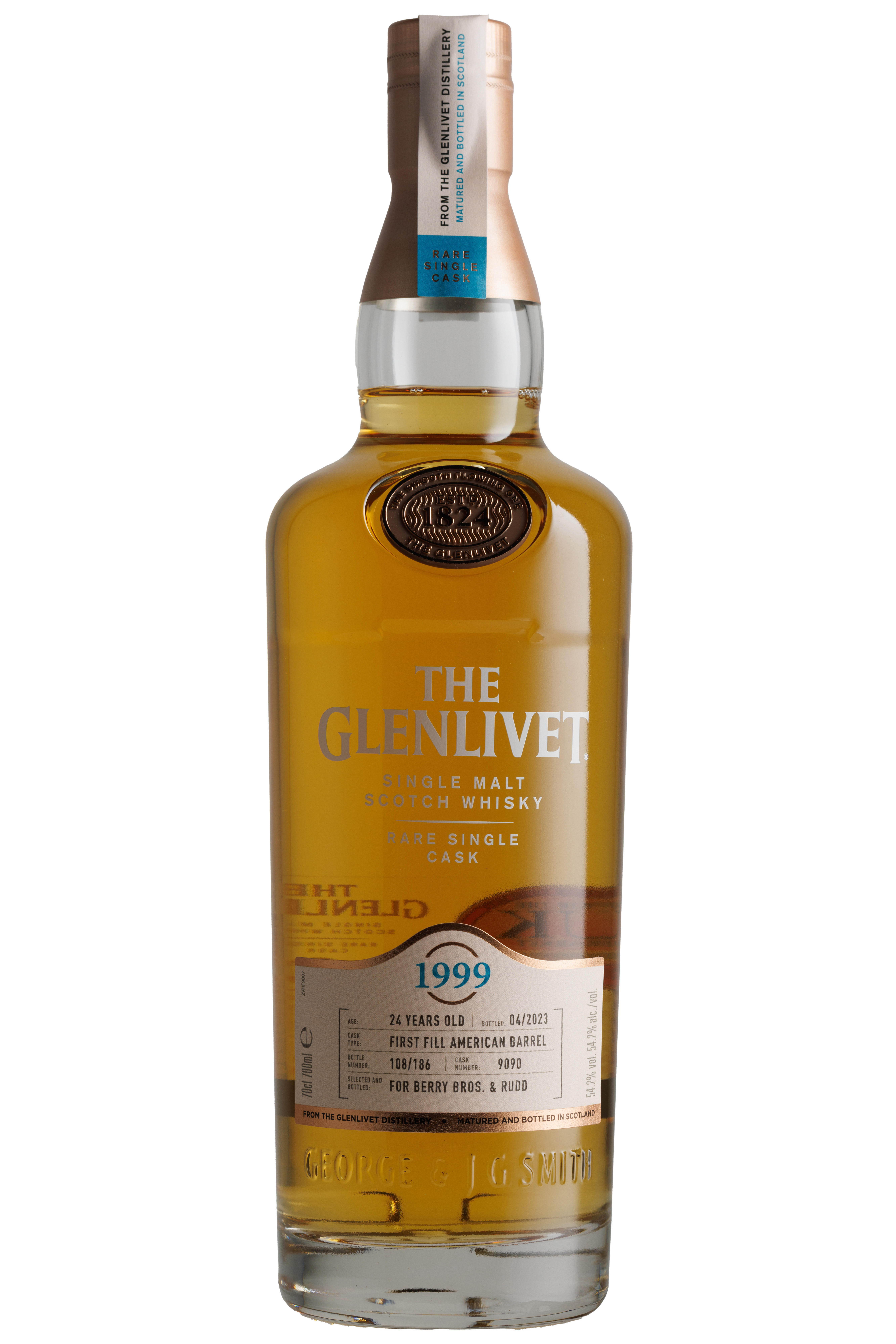 1999 Glenlivet, Cask Ref. 9090, BB&R Exclusive Cask, Speyside, Single Malt Scotch Whisky (54.2%) bottle