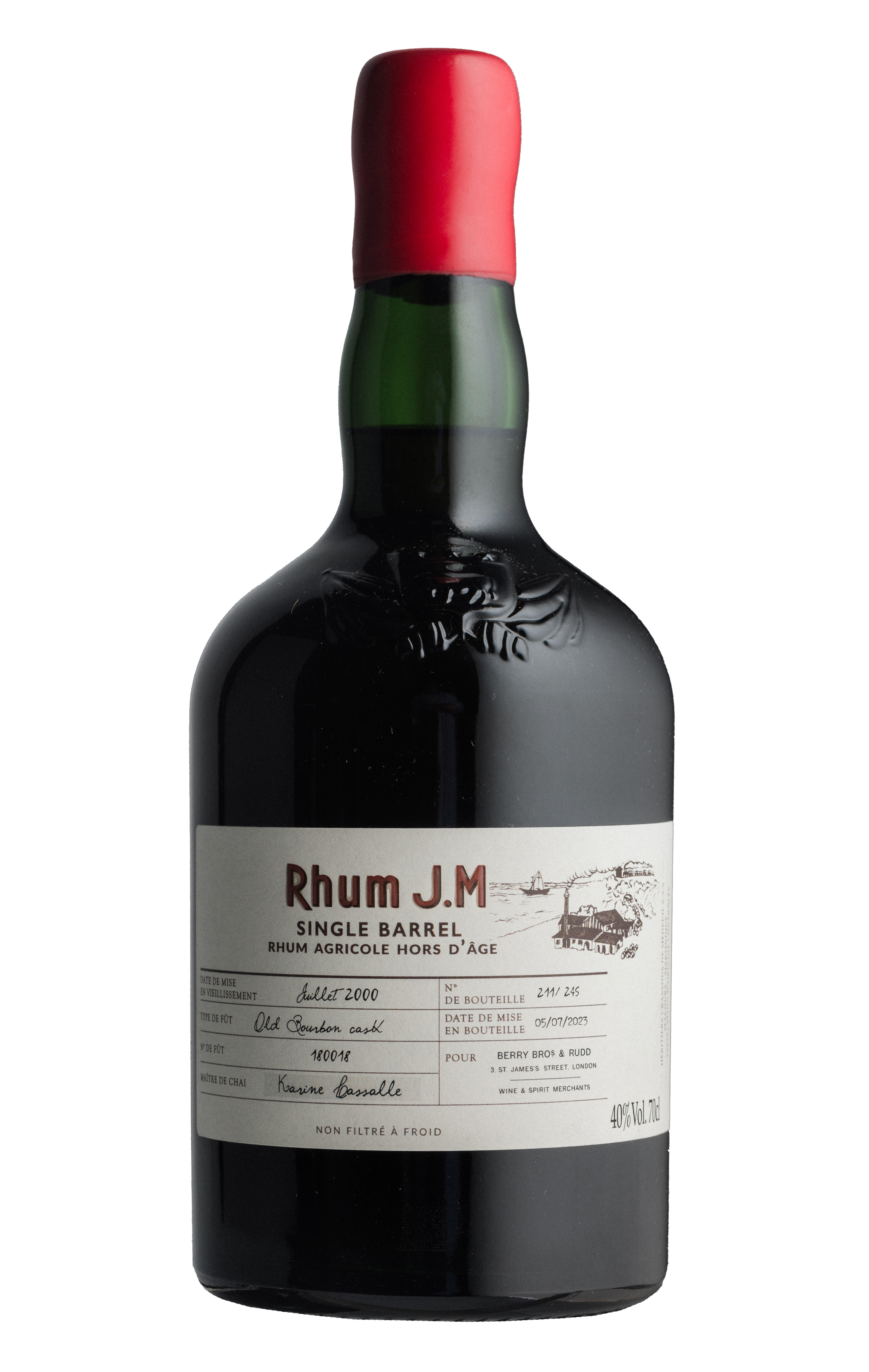 2000 Rhum J.M, Berry Bros. & Rudd Exclusive Selection, Single Barrel No. 180018, Vieux Rhum Agricole, Martinique (40%) bottle