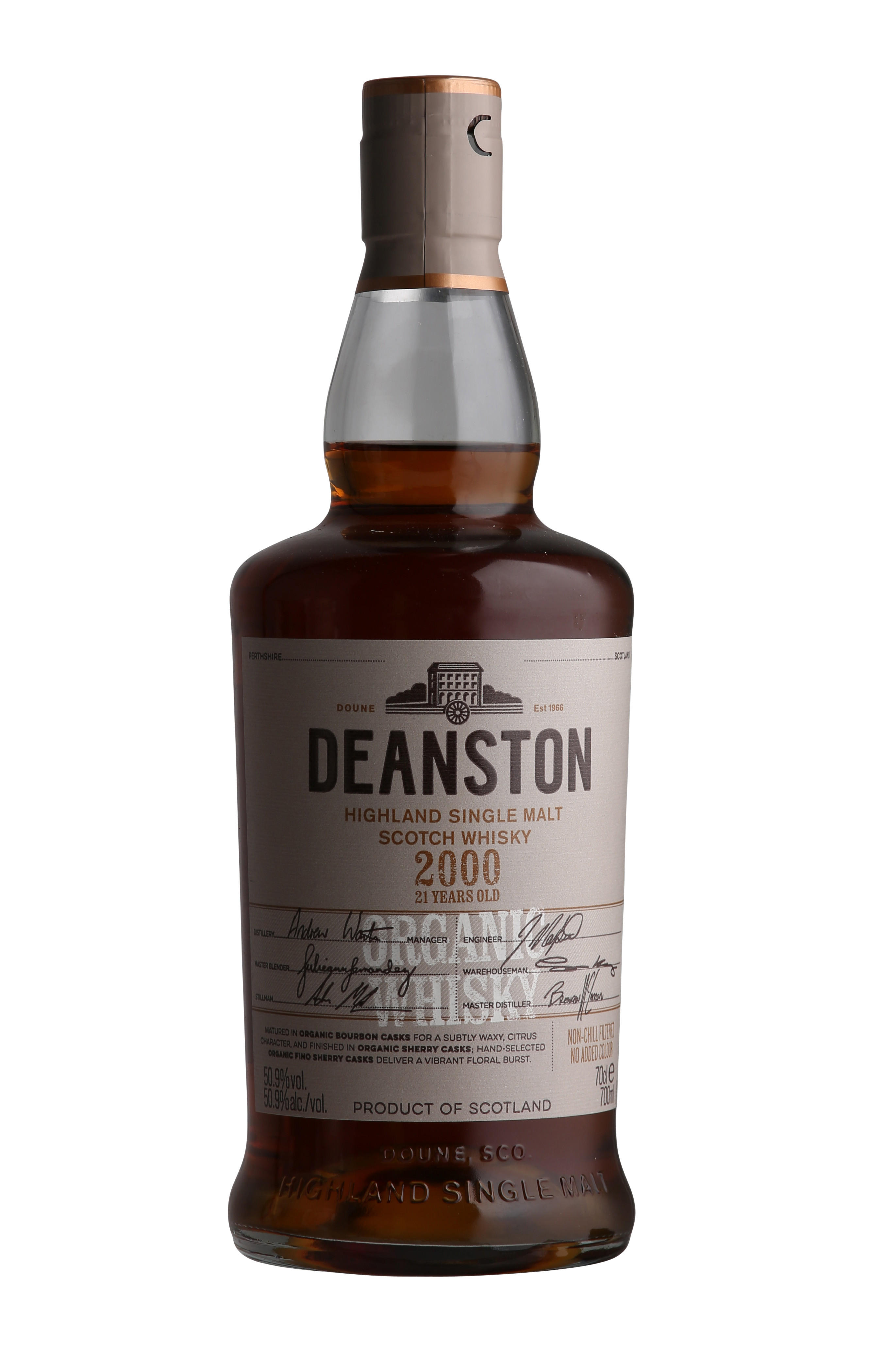 2000 Deanston, Organic, 21-Year-Old, Highlands, Single Malt Scotch Whisky (50.9%) bottle