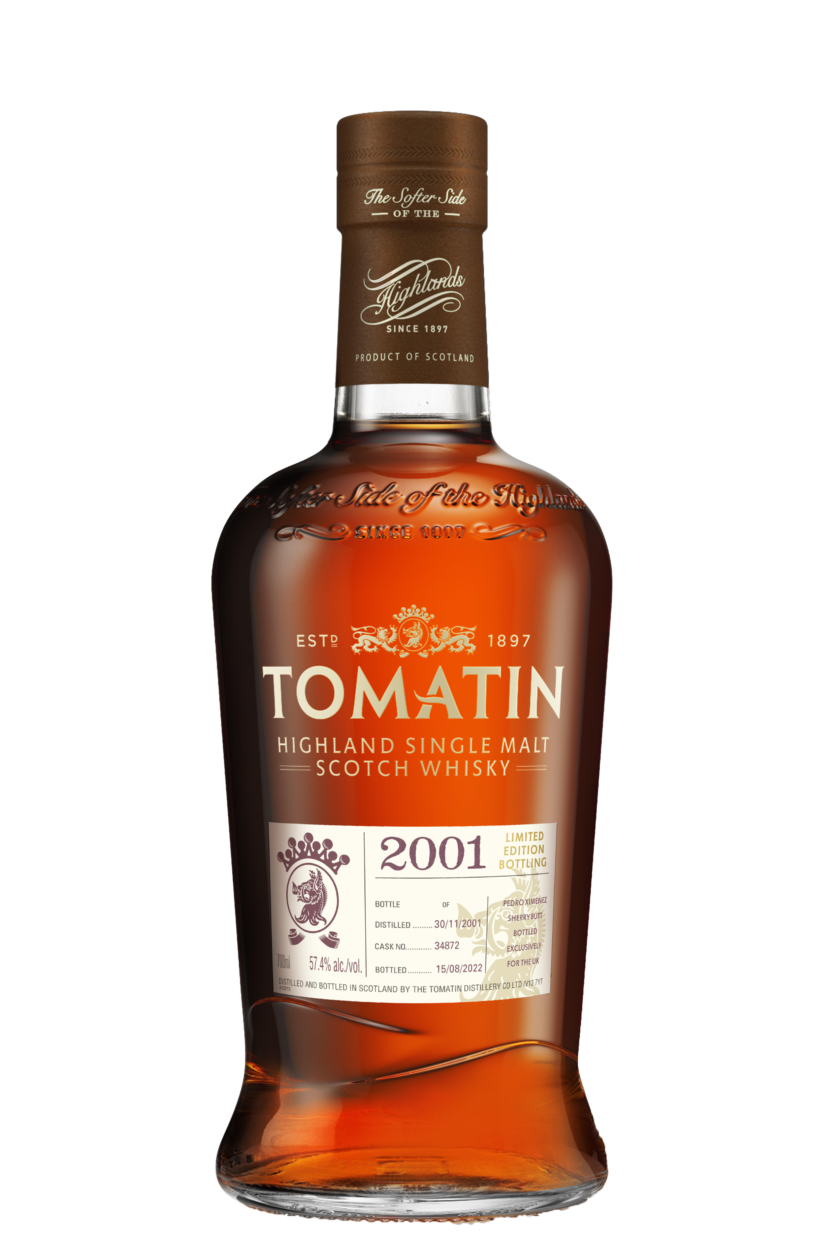 2001 Tomatin, Single Cask PX Sherry Butt, Highland, Single Malt Scotch Whisky (57.4%) bottle