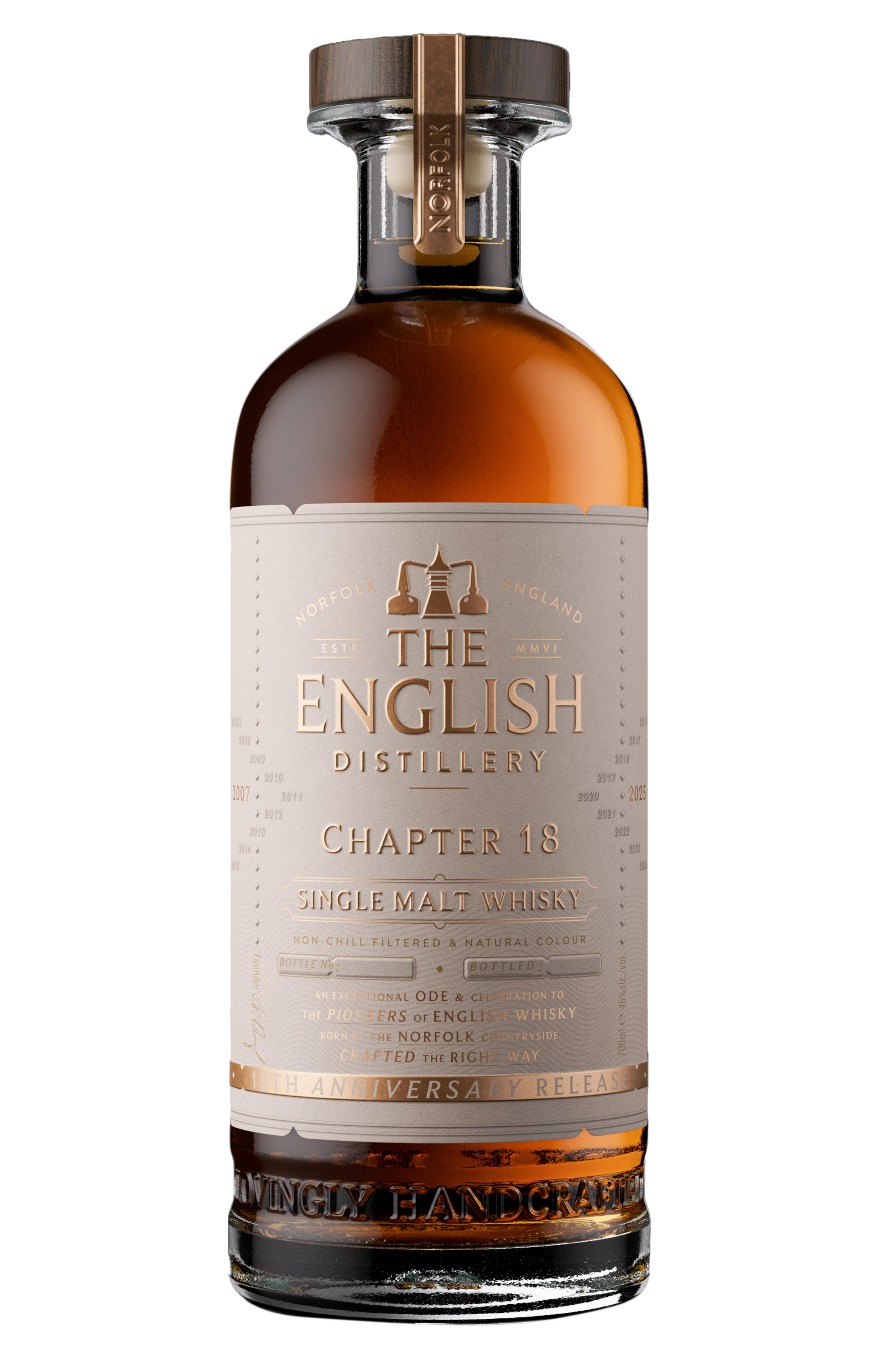2007 The English Distillery, Chapter 18, Bottled 2025, Single Malt Whisky, England (46%)