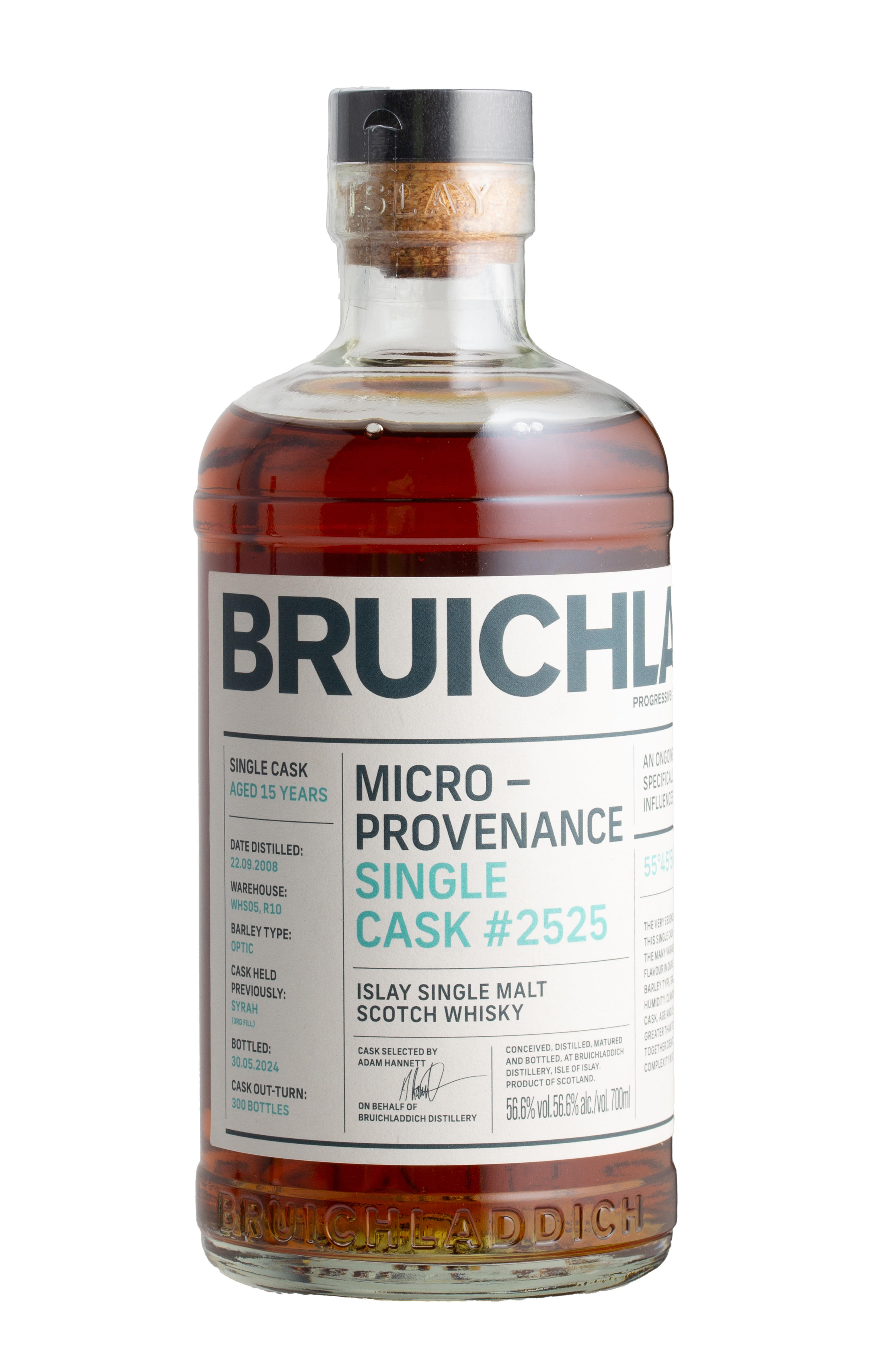 2008 Bruichladdich, Micro-Provenance, Single Cask No. 2525, 15-Year-Old, Islay, Single Malt Scotch Whisky (56.6%) bottle