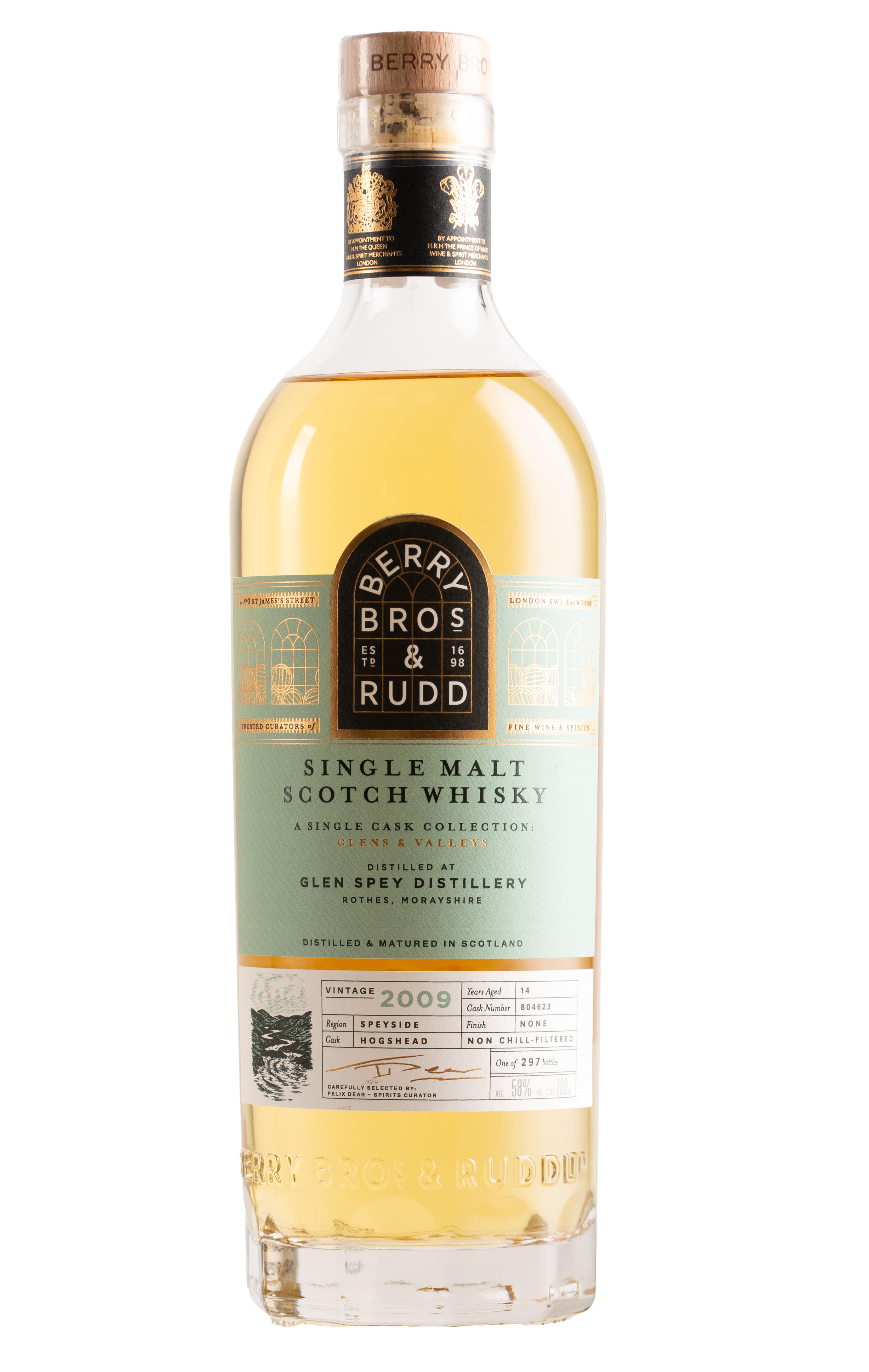2009 Berry Bros. & Rudd Glen Spey, Glens & Valleys, Cask Ref. 804623, Speyside, Single Malt Scotch Whisky (58%) bottle