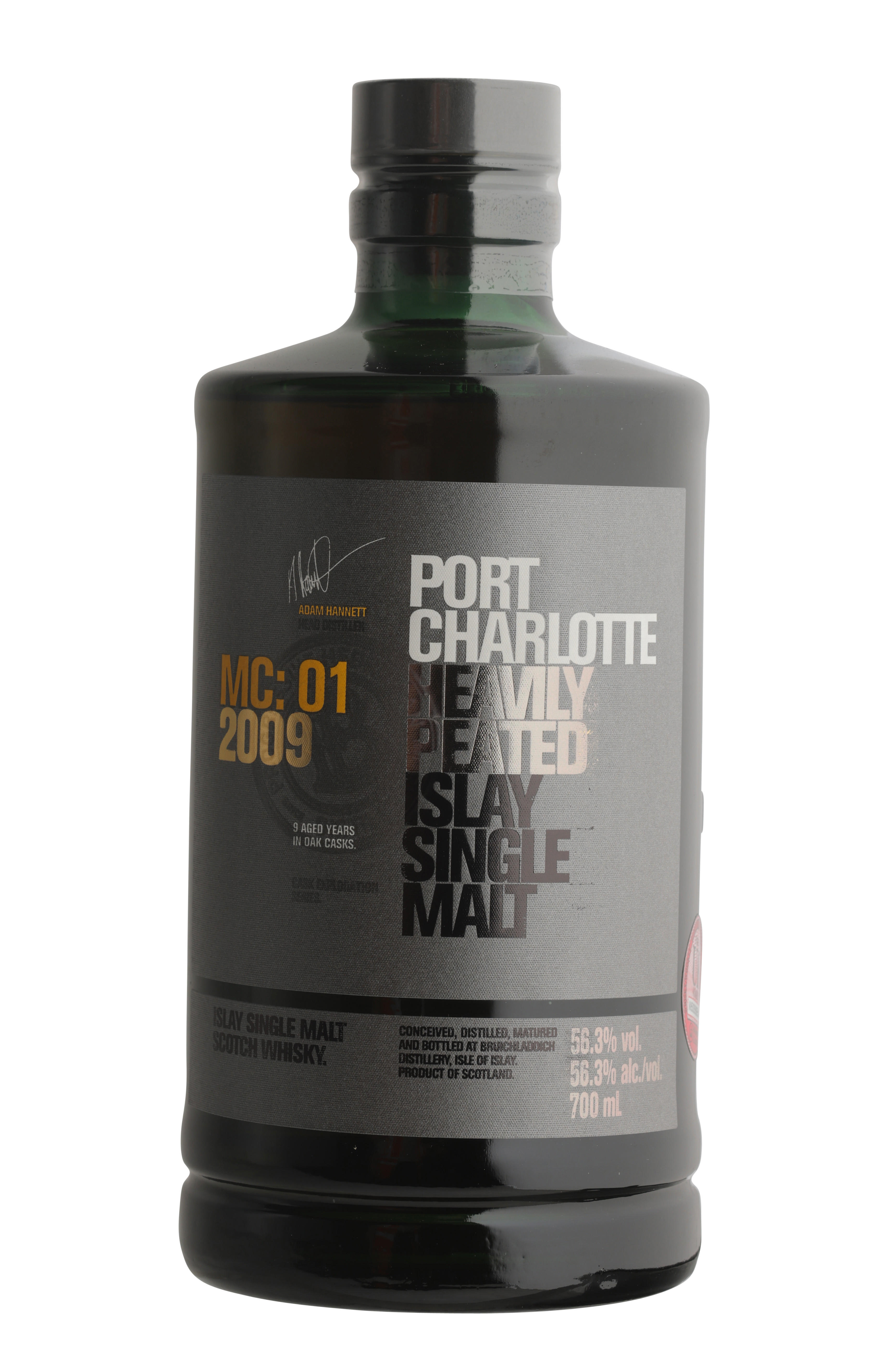 2009 Bruichladdich, Port Charlotte, MC: 01, Heavily Peated, Islay, Single Malt Scotch Whisky (56.3%)