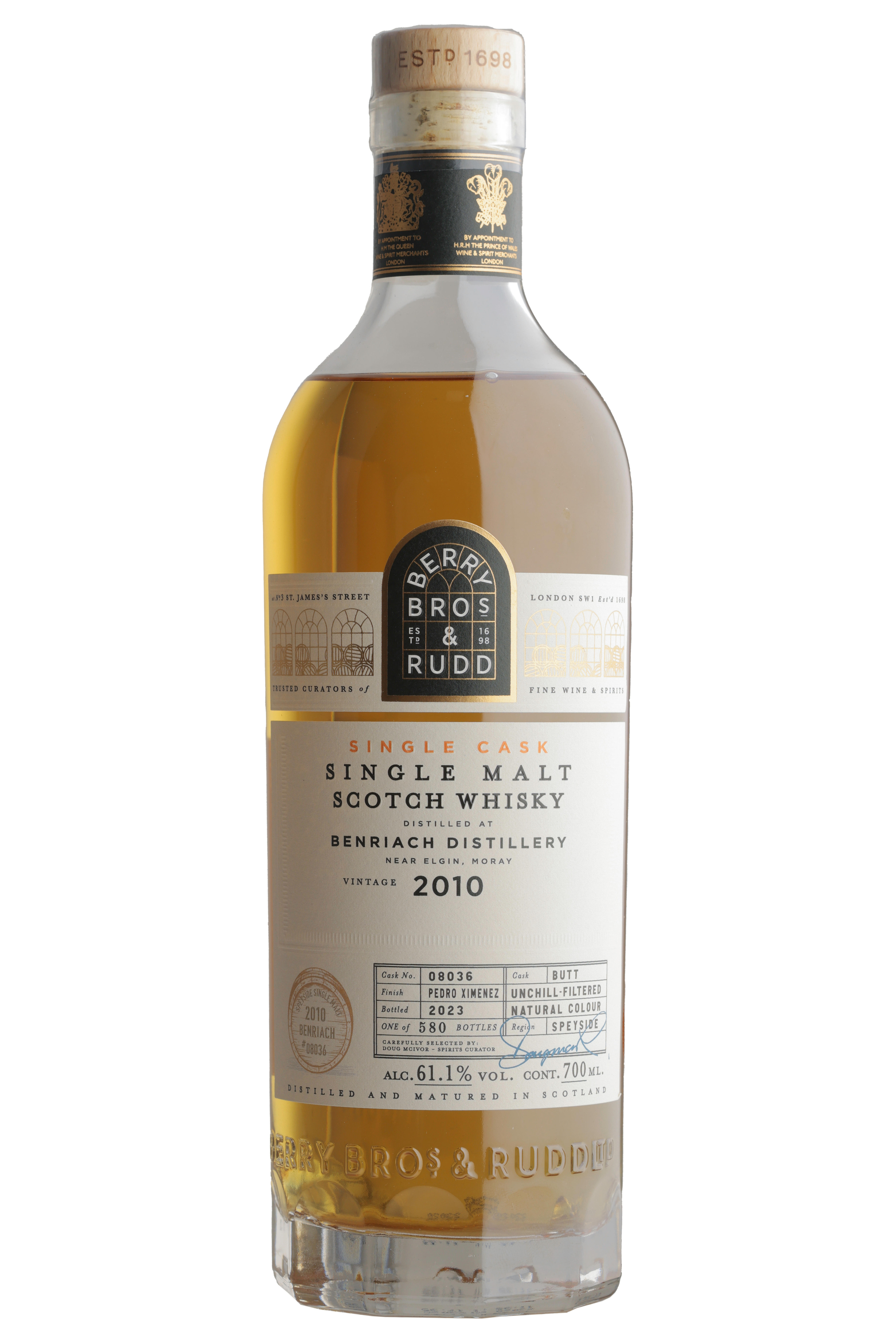 2010 Berry Bros. & Rudd BenRiach, Cask Ref. 08036, Bottled 2023, Speyside, Single Malt Scotch Whisky (61.1%)