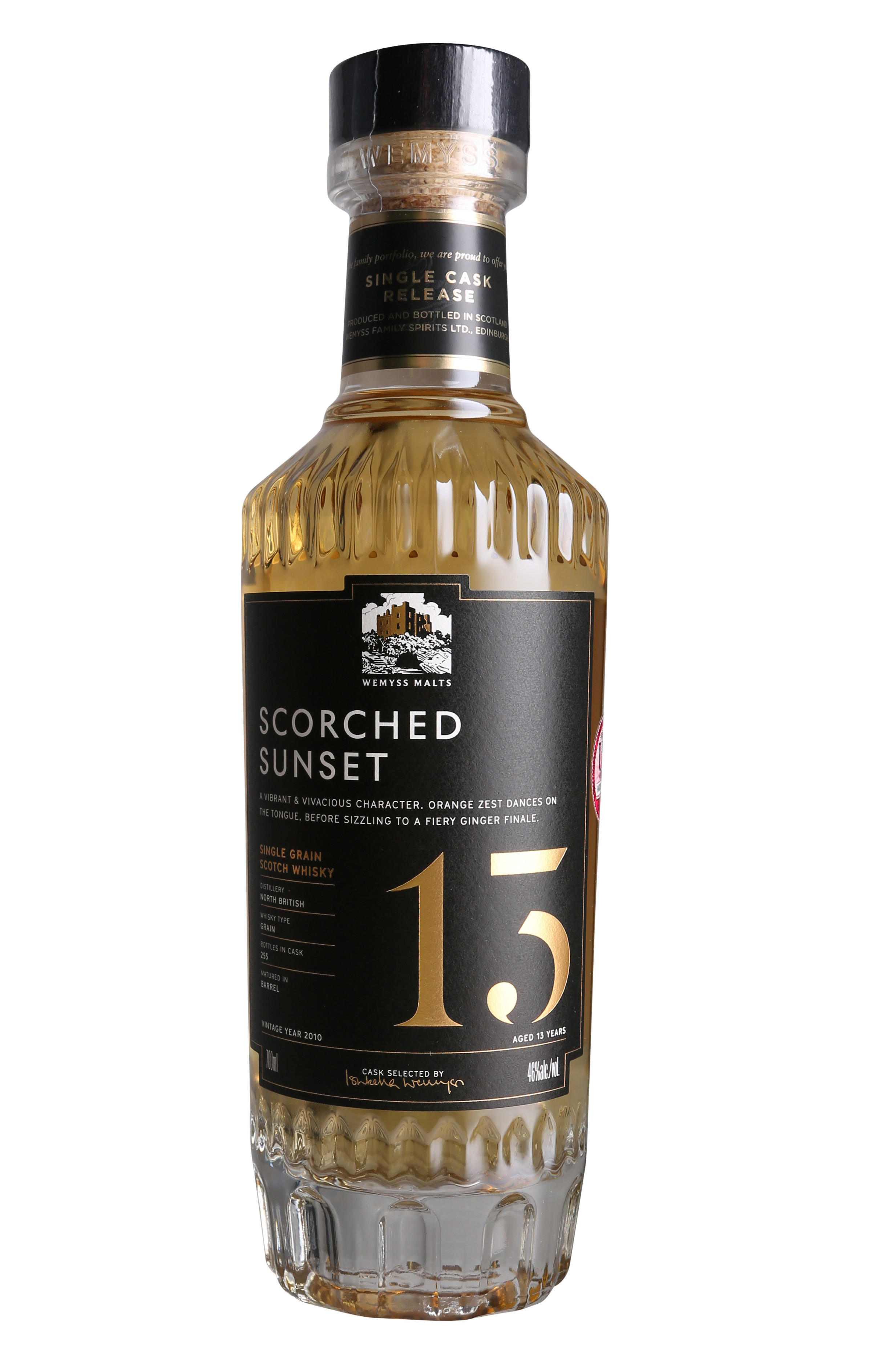 2010 North British, Wemyss Malts, Scorched Sunset, 13-Year-Old, Single Grain Scotch Whisky (46%) bottle