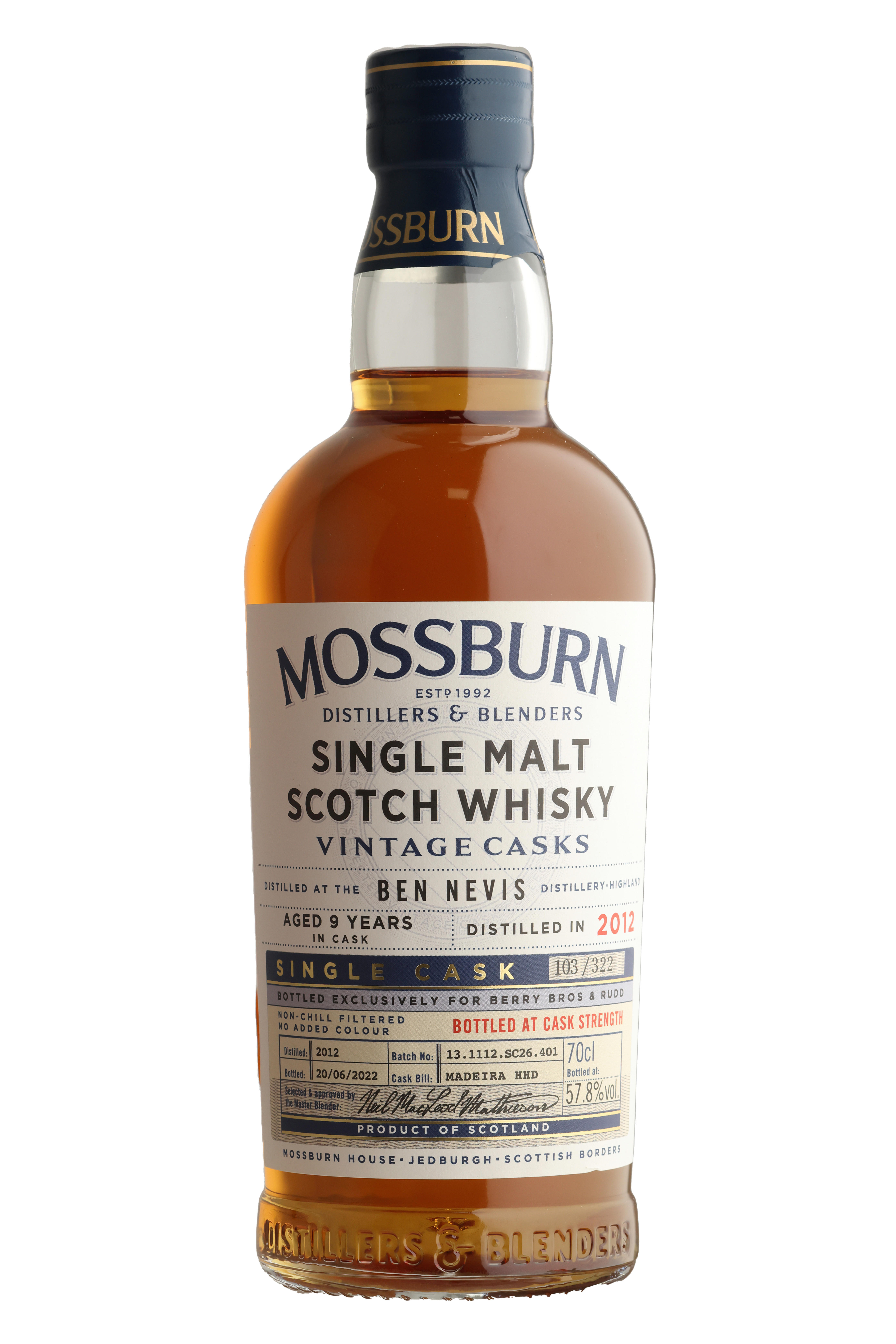 2012 Ben Nevis, Berry Bros. & Rudd Exclusive, Mossburn, Cask Ref. 401, Highland, Single Malt Scotch Whisky (57.8%) bottle