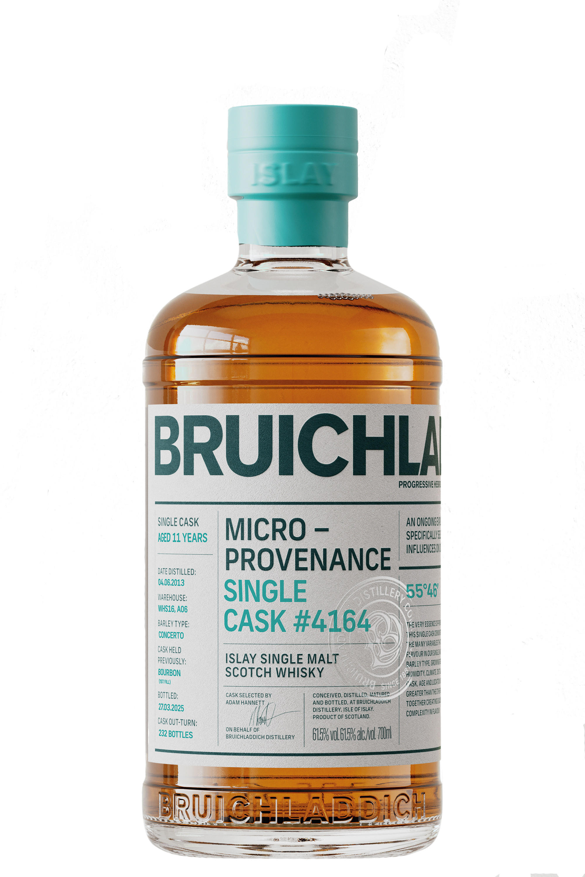 2013 Bruichladdich, Micro-Provenance Single 1st-Fill Ex-Bourbon Cask No. 4164, 11-Year-Old, Islay, Single Malt Scotch Whisky (61.5%) bottle