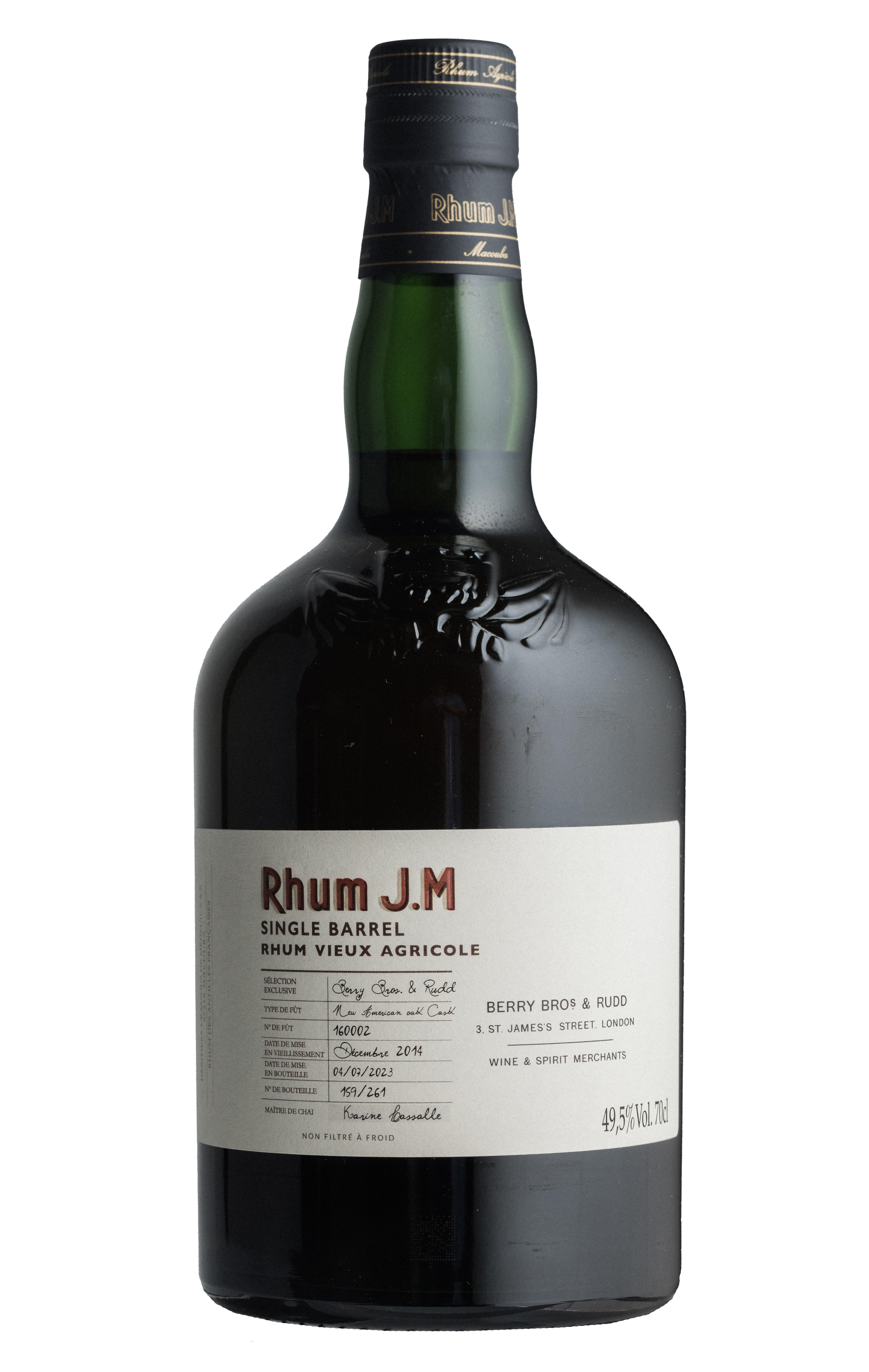 2014 Rhum J.M, Berry Bros. & Rudd Exclusive Selection, Single Barrel No. 160002, Vieux Rhum Agricole, Martinique (49.5%) bottle