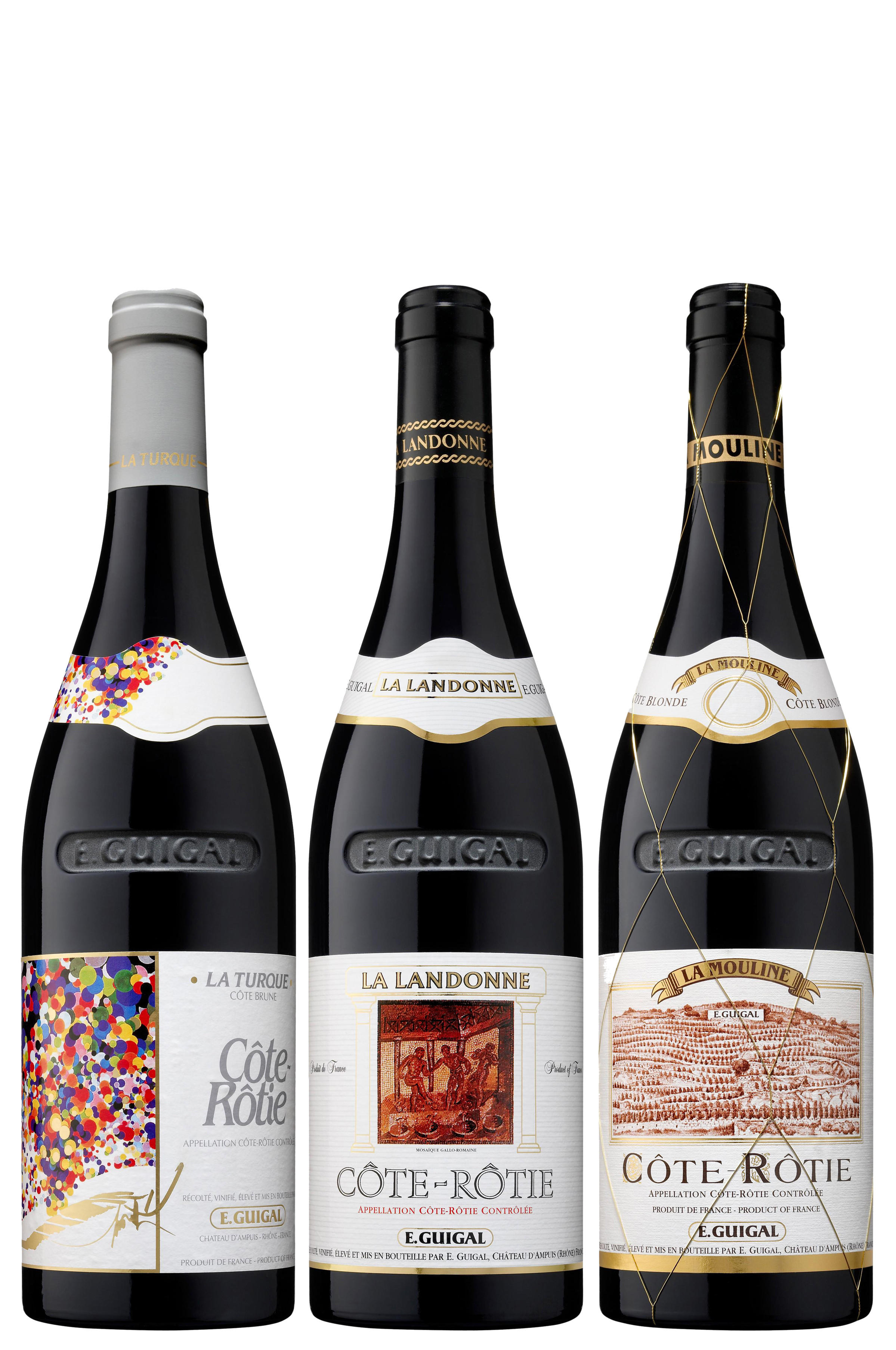 2015 Côte-Rôtie Trilogie (Turque, Mouline, Landonne), E. Guigal, Rhône, Three-Bottle Assortment Case