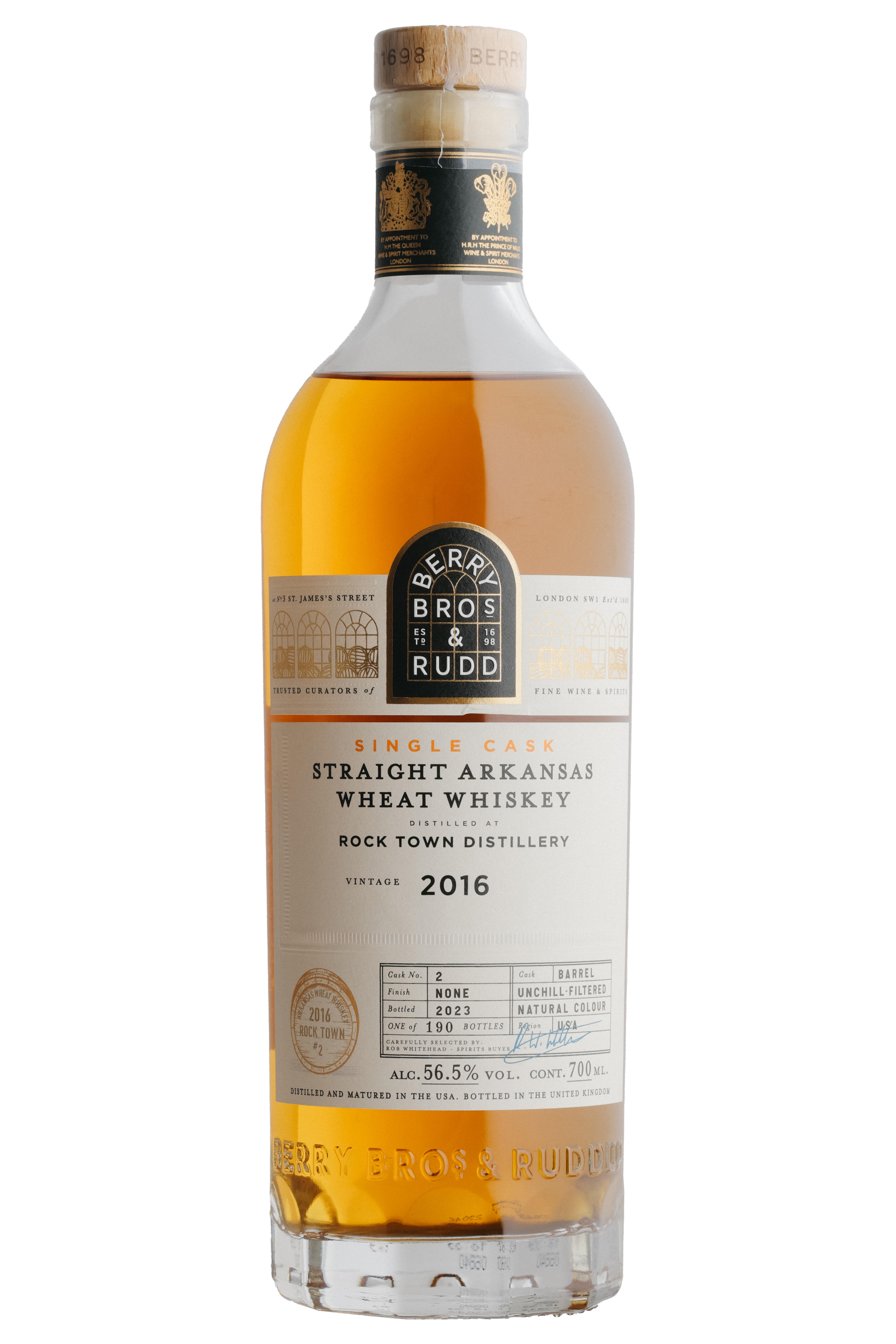 2016 Berry Bros. & Rudd Rock Town, Cask Ref. 2, Straight Wheat Whiskey, Arkansas, USA (56.5%) bottle