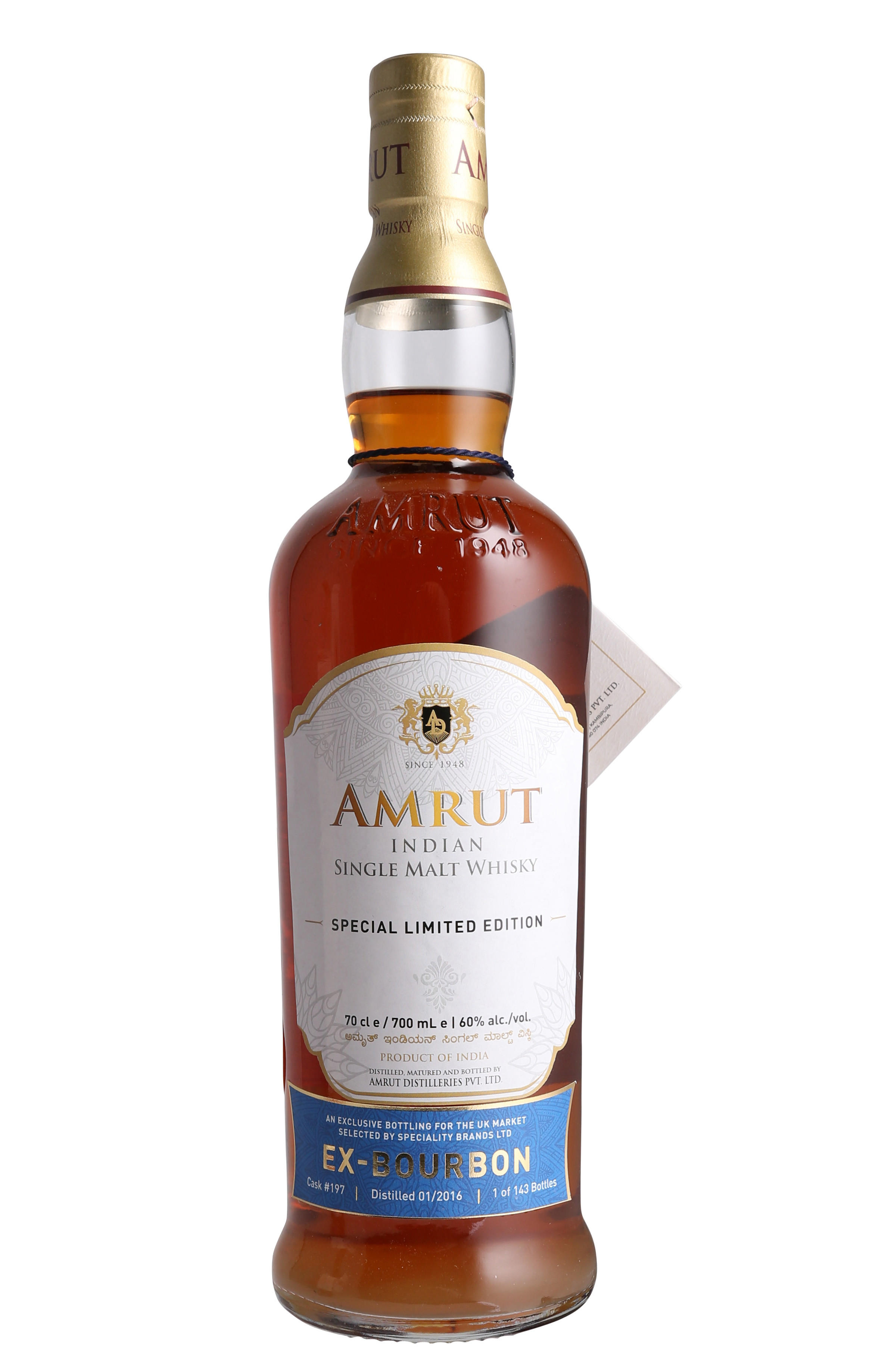 2016 Amrut, Special Limited Edition Ex-Bourbon, Cask #197, Single Malt Whisky, India (60%) bottle