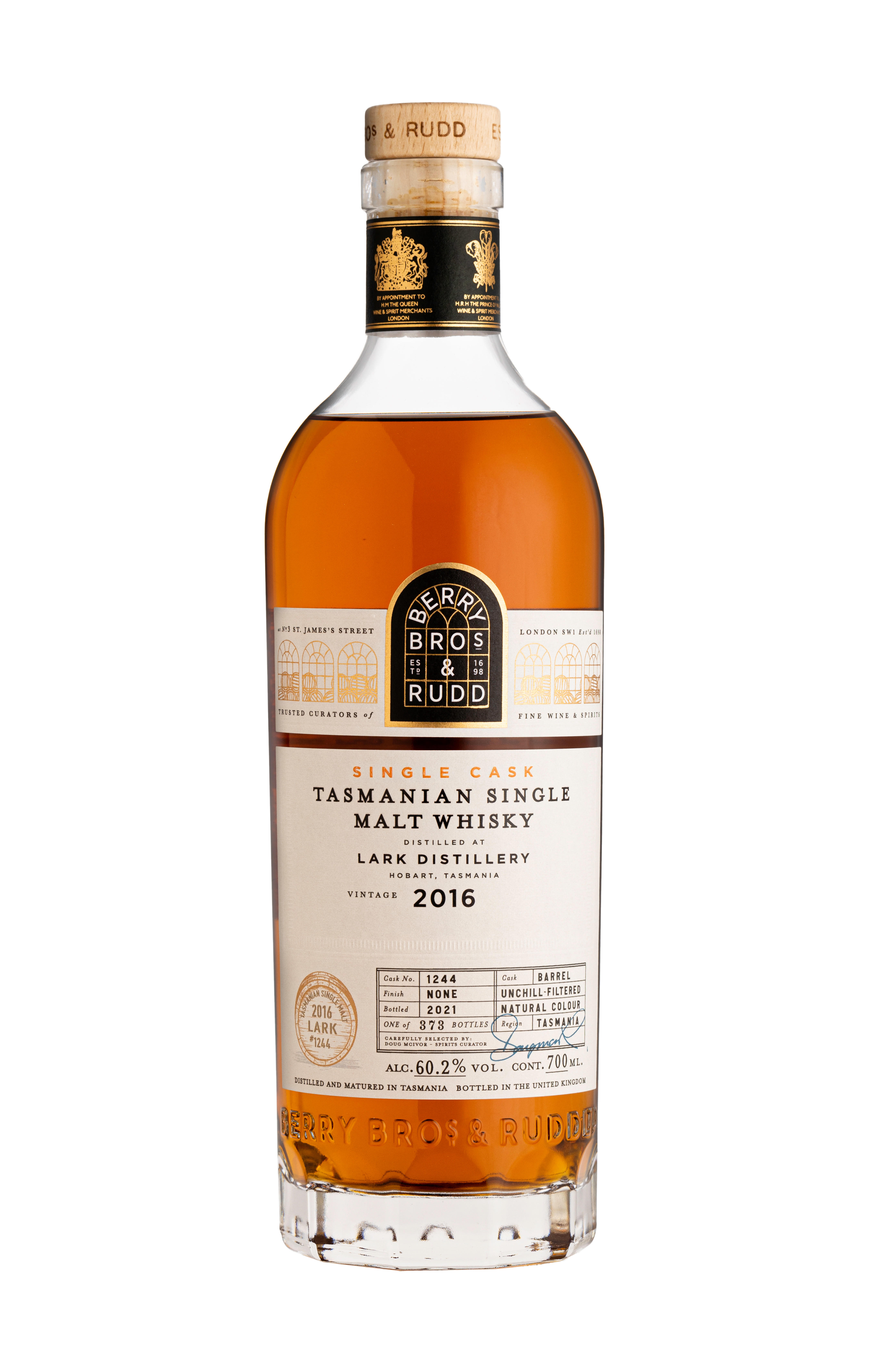 2016 Berry Bros. & Rudd Lark, Cask Ref. 1244, Single Malt Whisky, Tasmania, Australia (60.2%) bottle