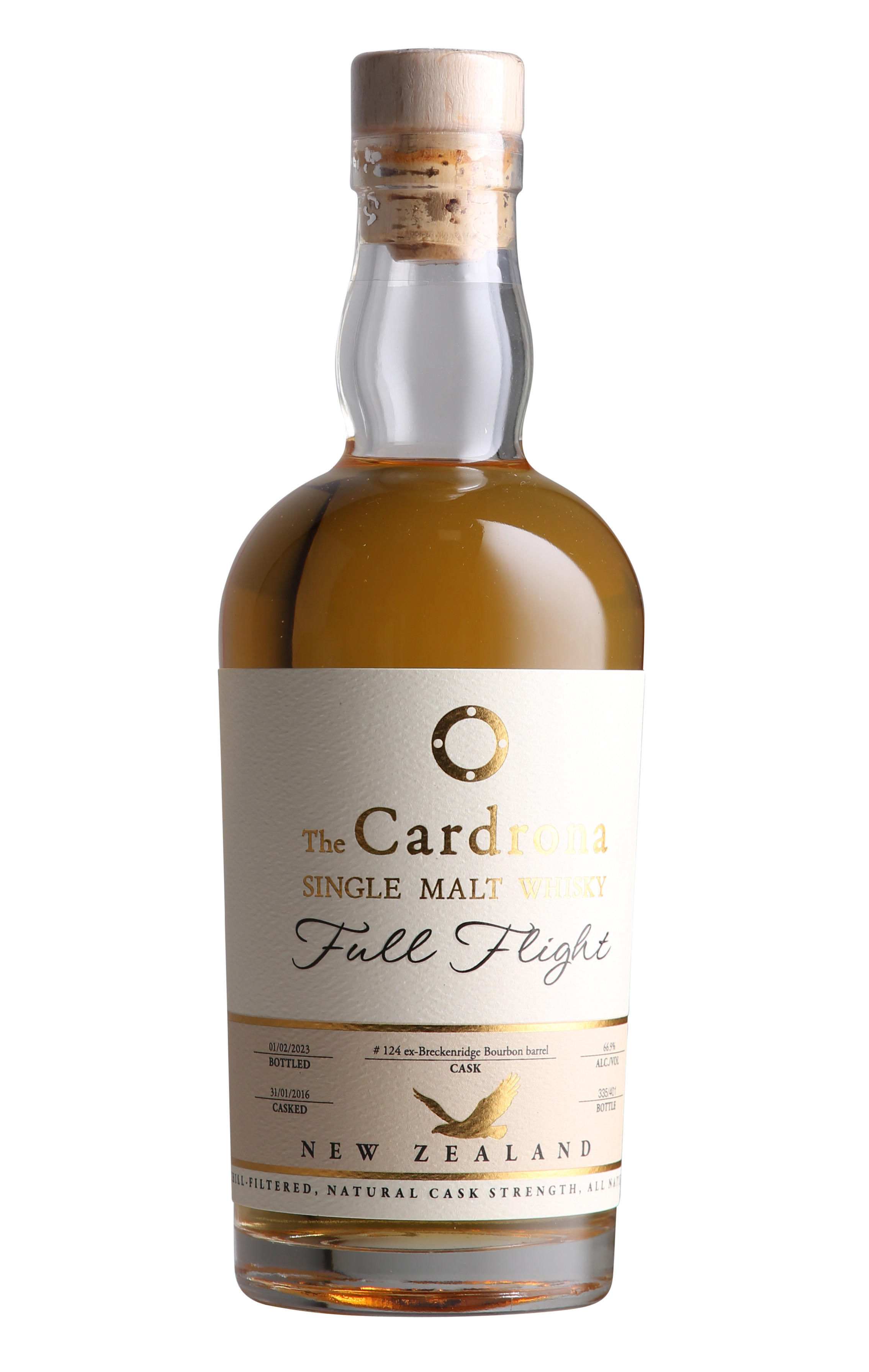 2016 Cardrona, Full Flight, 7-Year-Old, Bourbon Cask #124, Single Malt Whisky, New Zealand (66.9%) bottle