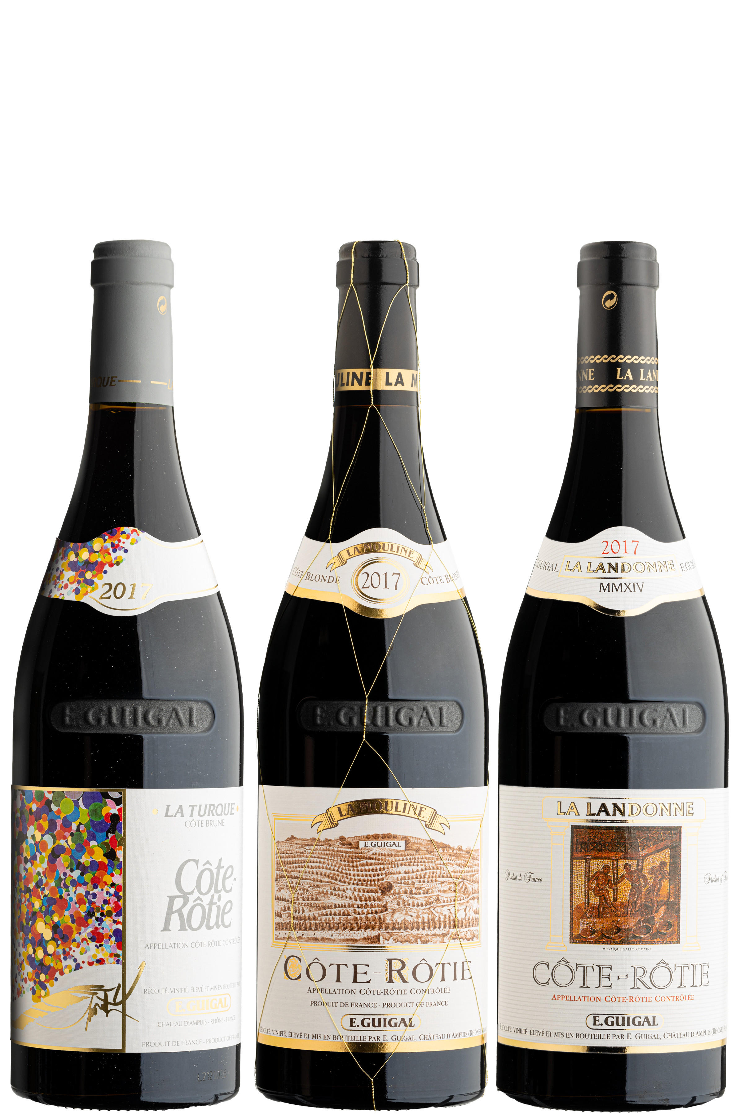 2017 Côte-Rôtie Trilogie (Turque, Mouline, Landonne), E. Guigal, Rhône, Three-Bottle Assortment Case