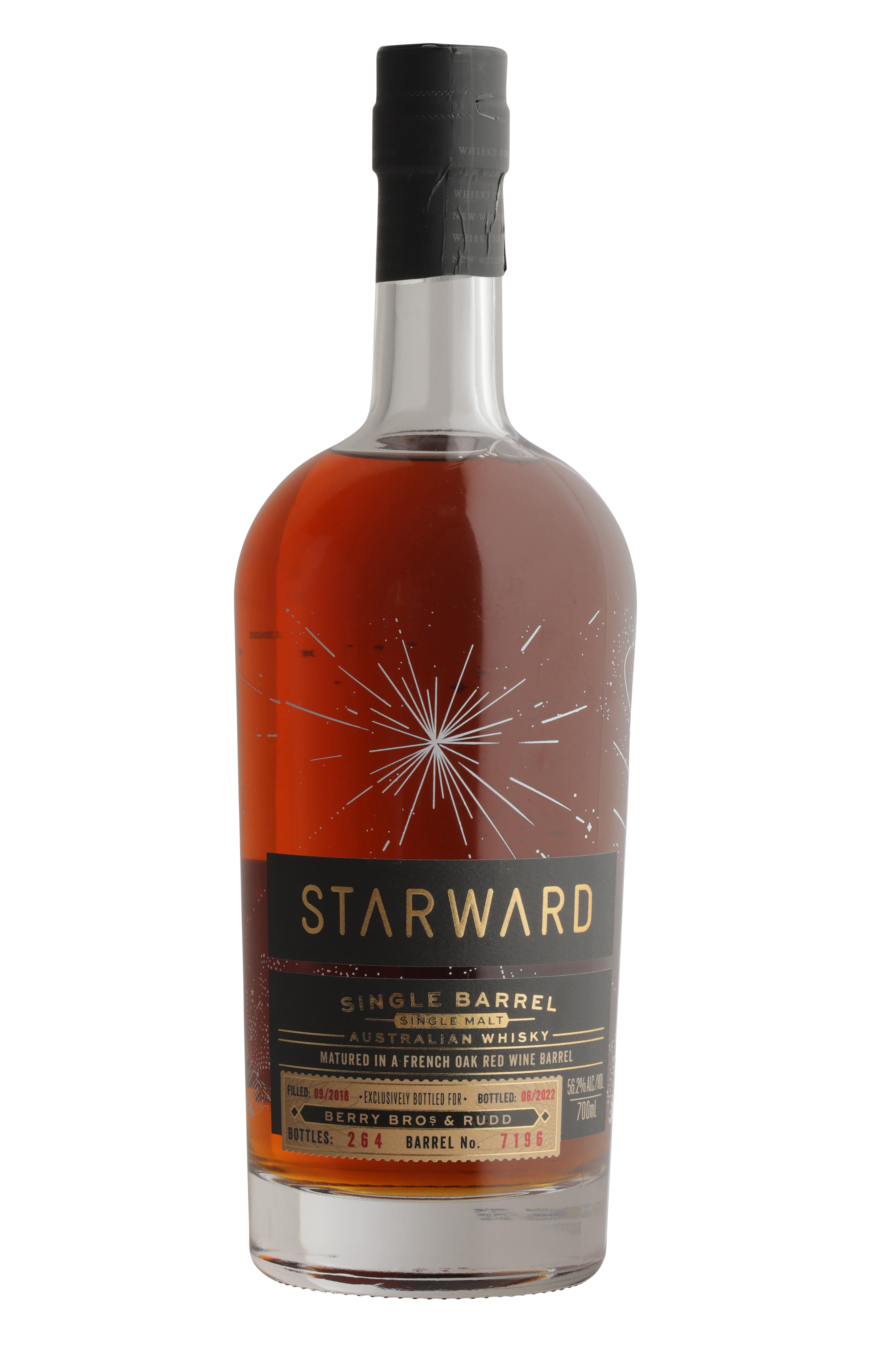 2018 Starward, French Oak, Ex-Red Wine Barrique, BBR Exclusive Cask, Single Malt Whisky, Australia (56.2%) bottle
