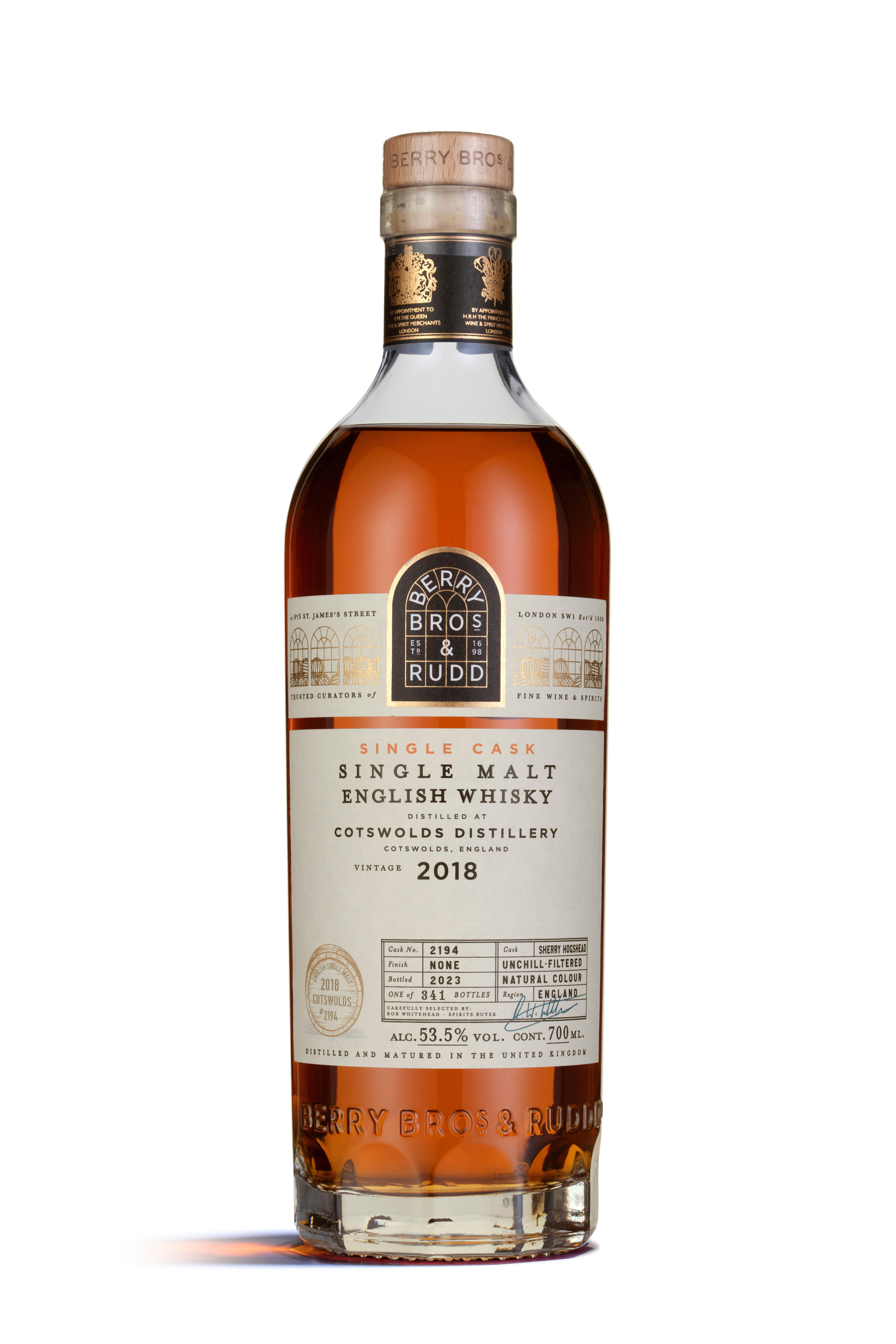 2018 Berry Bros. & Rudd Cotswolds, Cask Ref. 2194, Single Malt Whisky, England (53.5%) bottle