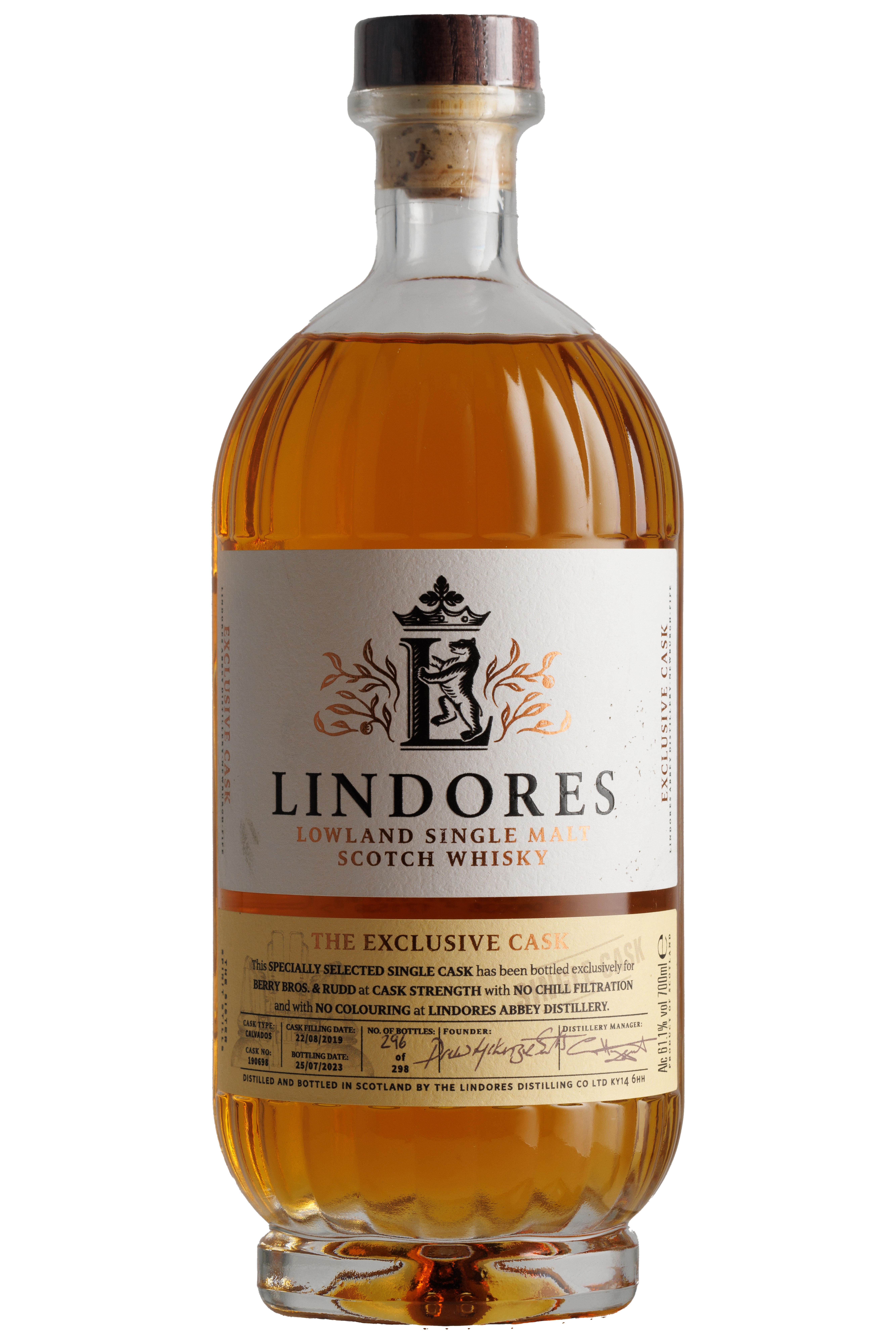 2019 Lindores Abbey, BB&R Exclusive Calvados Cask Ref. 190698, Lowland, Single Malt Scotch Whisky (61.1%) bottle