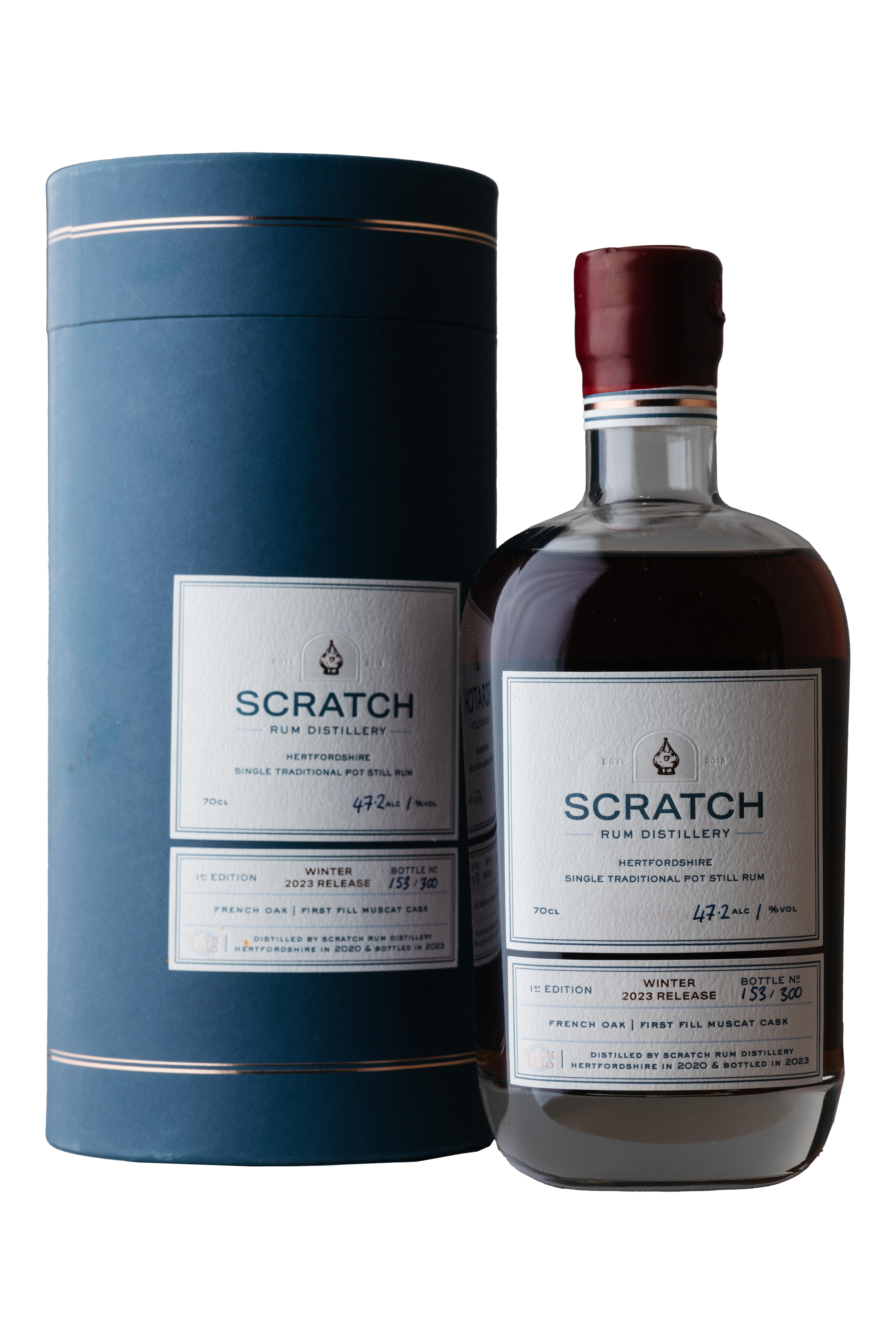2020 Scratch, 1st Edition, French Oak, First Fill Ex-Muscat Cask, Winter 2023 Release, Rum, England (47.2%) bottle