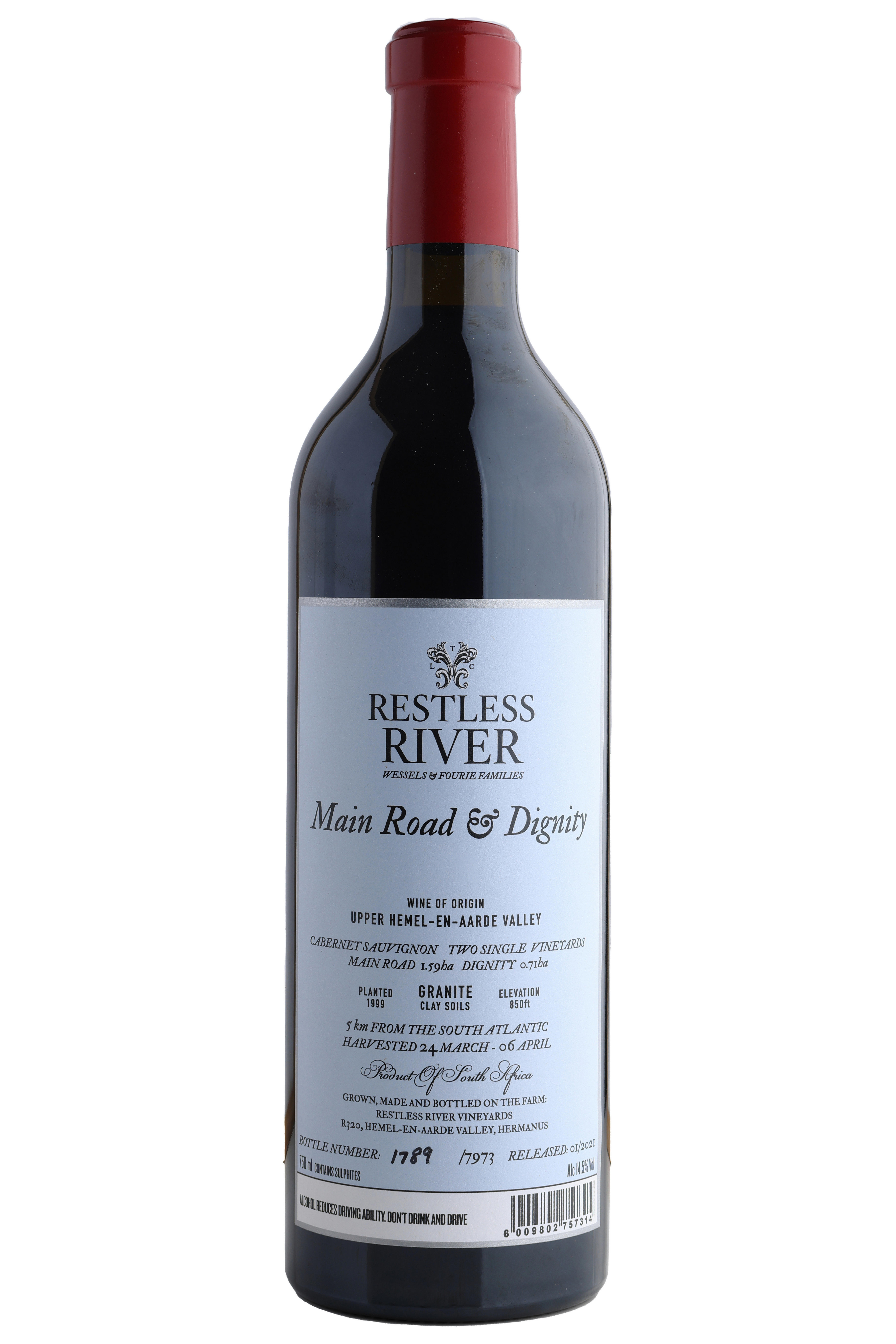 Restless River, Main Road and Dignity Cabernet Sauvignon, Hemel en Aarde, South Africa 2022 bottle