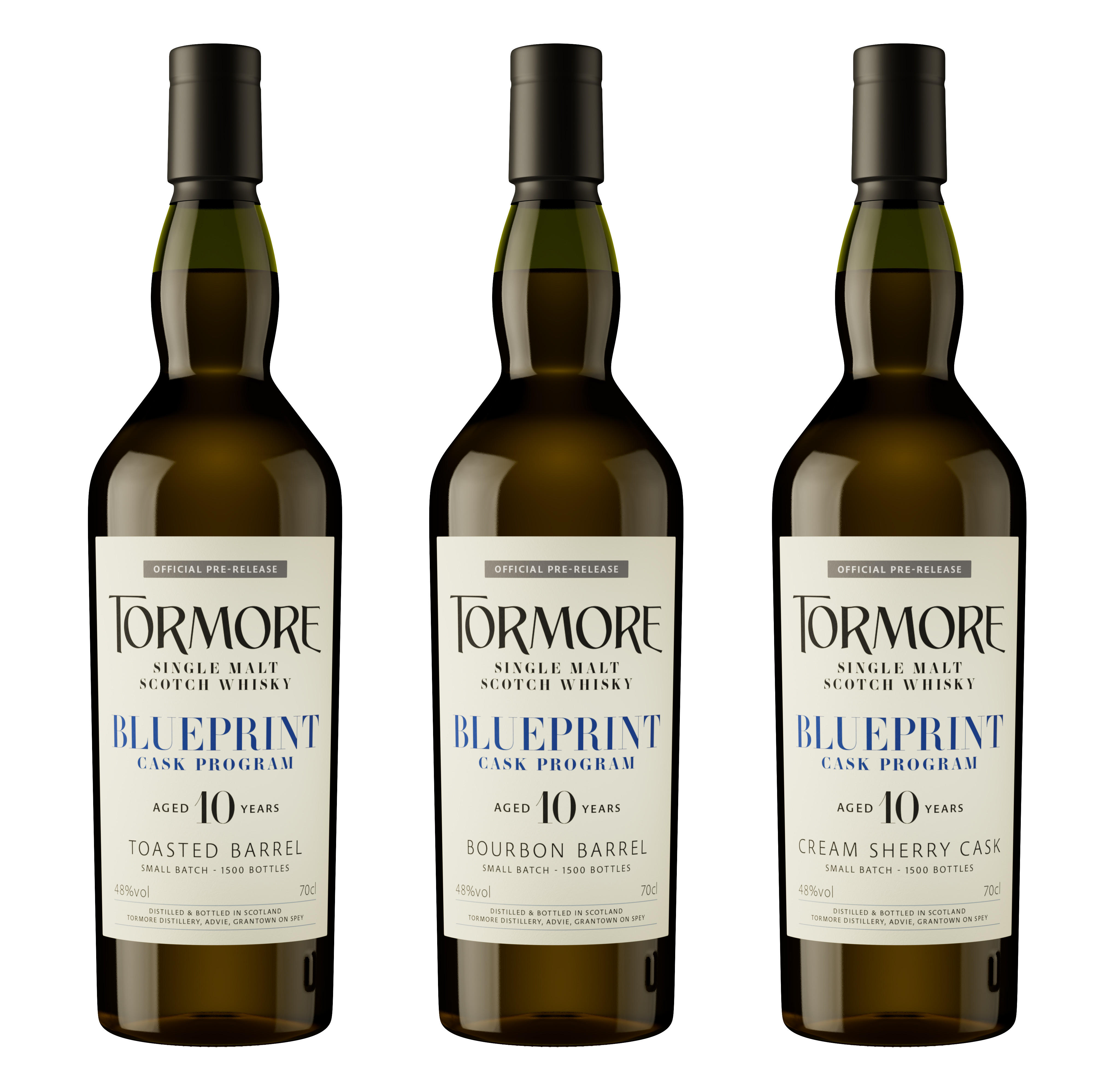 Tormore Blueprint 10-Year-Old, Speyside, Single Malt Scotch Whisky, Three-Bottle Mixed Case